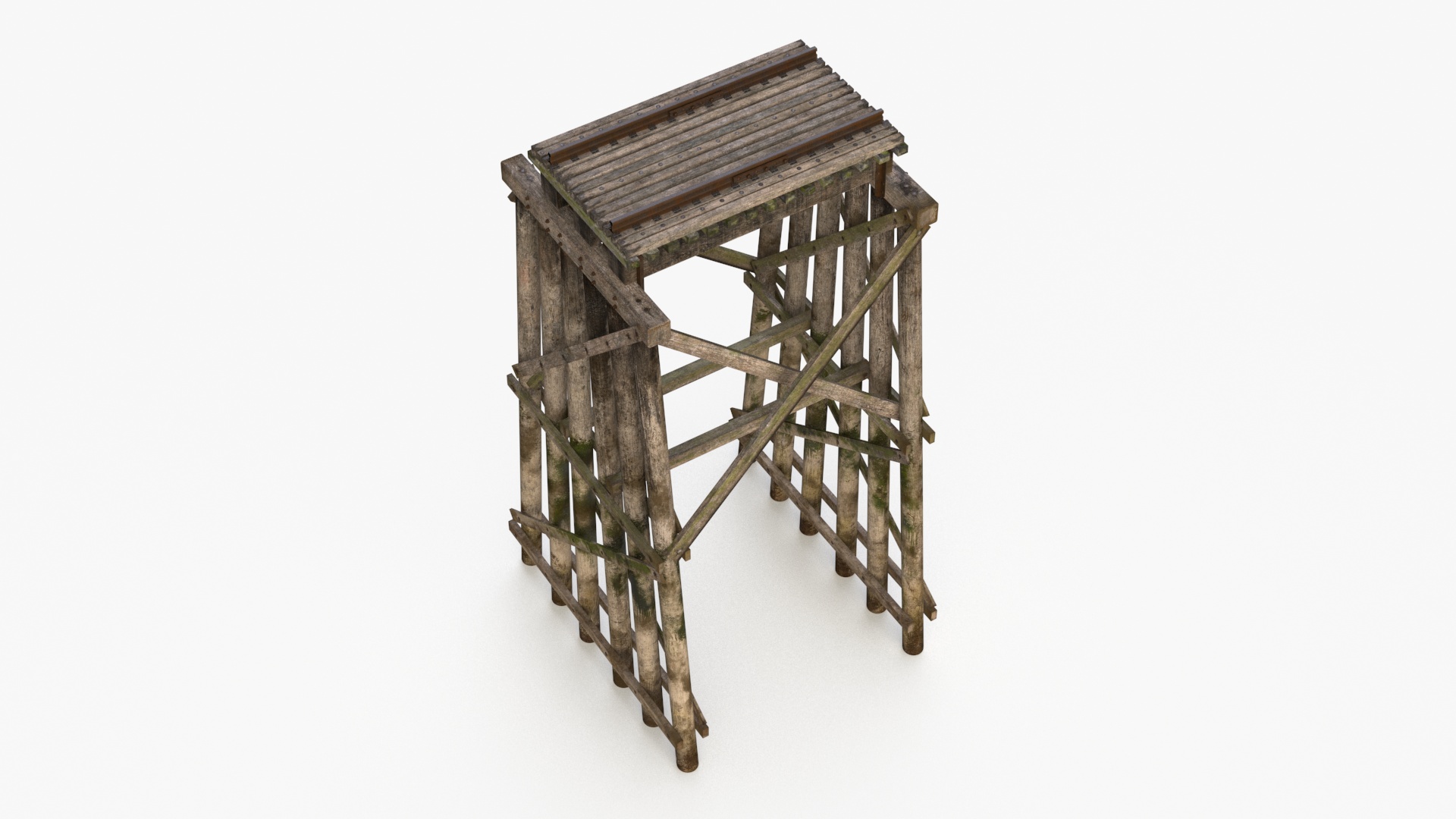 3D Wooden Trestle Bridge Structure