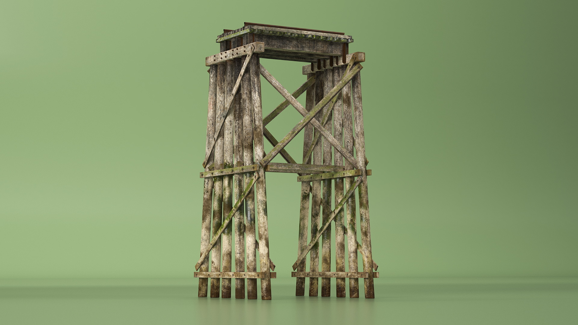 3D Wooden Trestle Bridge Structure