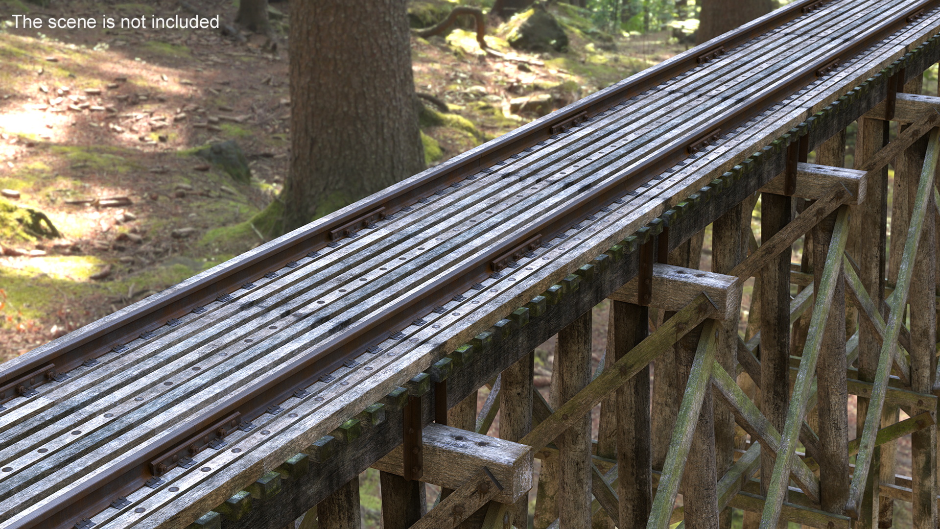 3D Wooden Trestle Bridge Structure