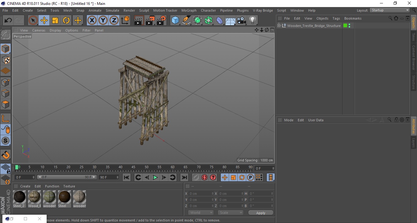 3D Wooden Trestle Bridge Structure