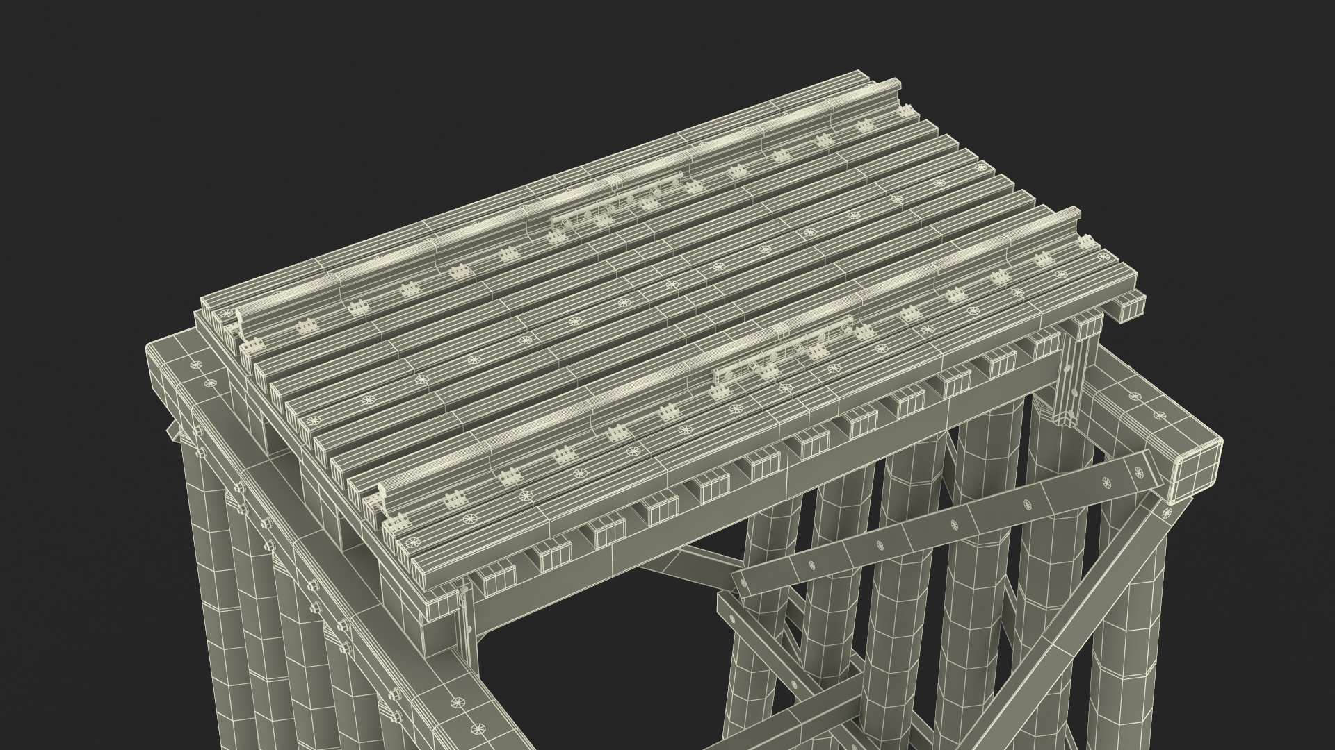 3D Wooden Trestle Bridge Structure