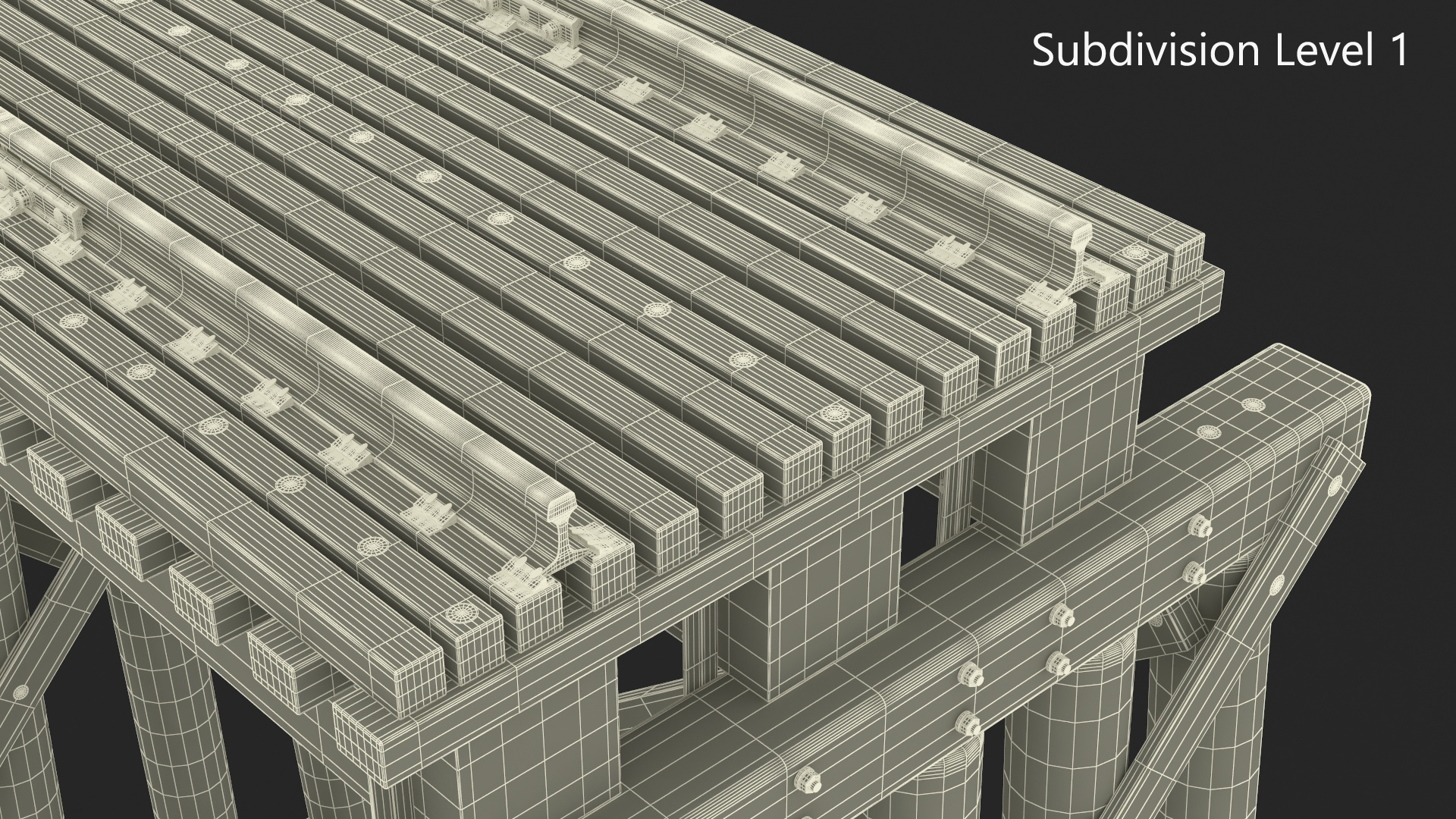 3D Wooden Trestle Bridge Structure