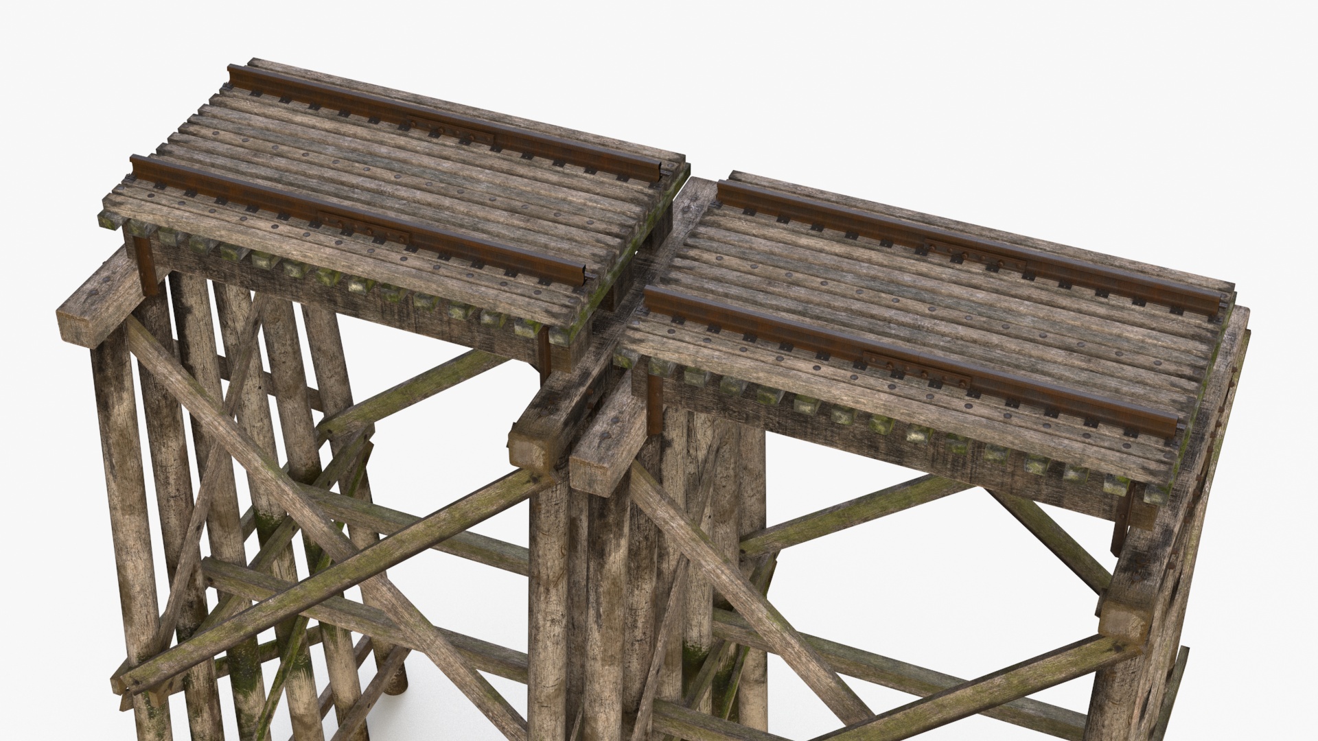 3D Wooden Trestle Bridge Structure