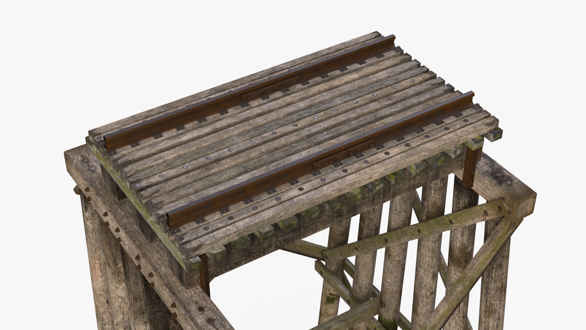 3D Wooden Trestle Bridge Structure