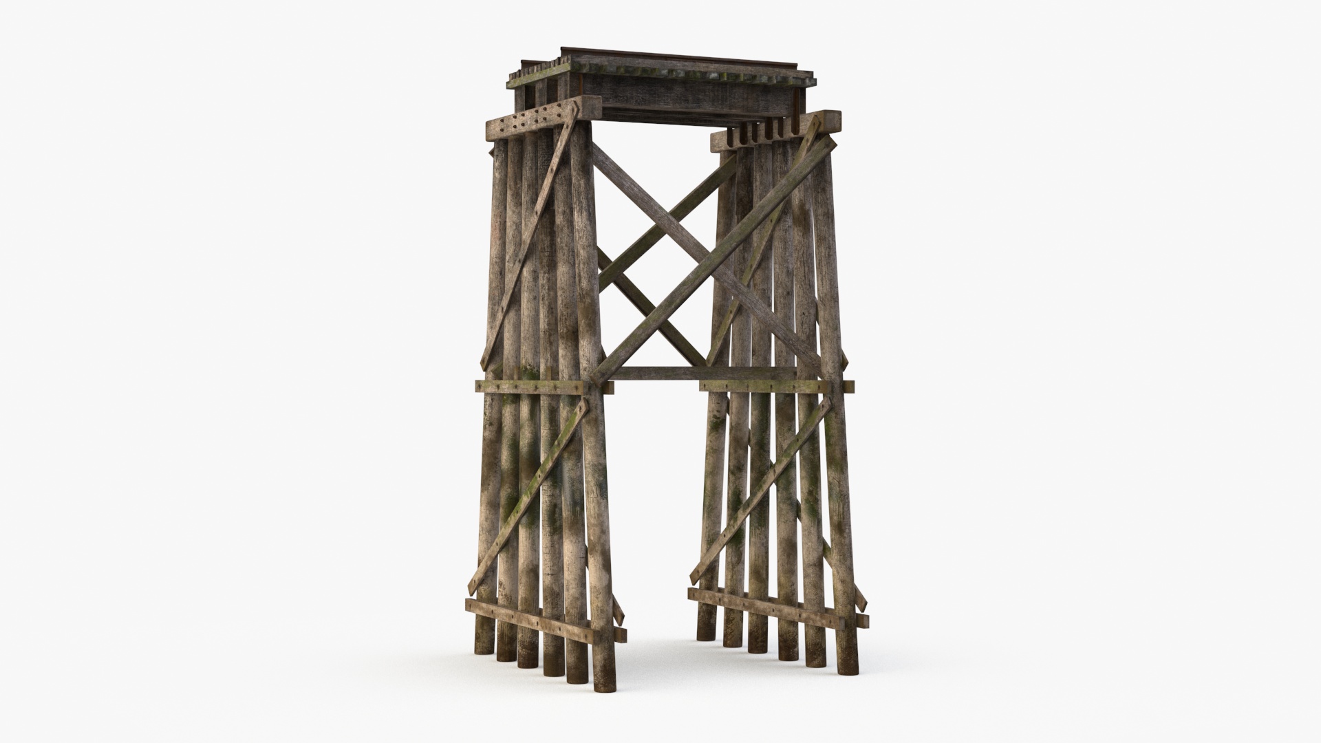 3D Wooden Trestle Bridge Structure