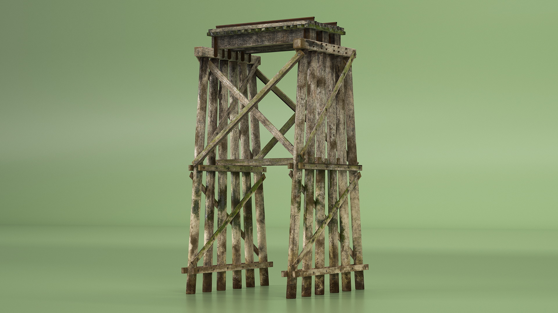 3D Wooden Trestle Bridge Structure