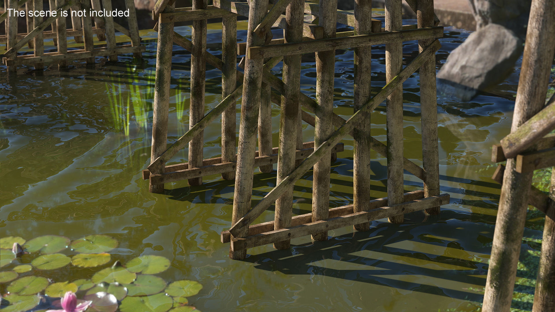3D Wooden Trestle Bridge Structure