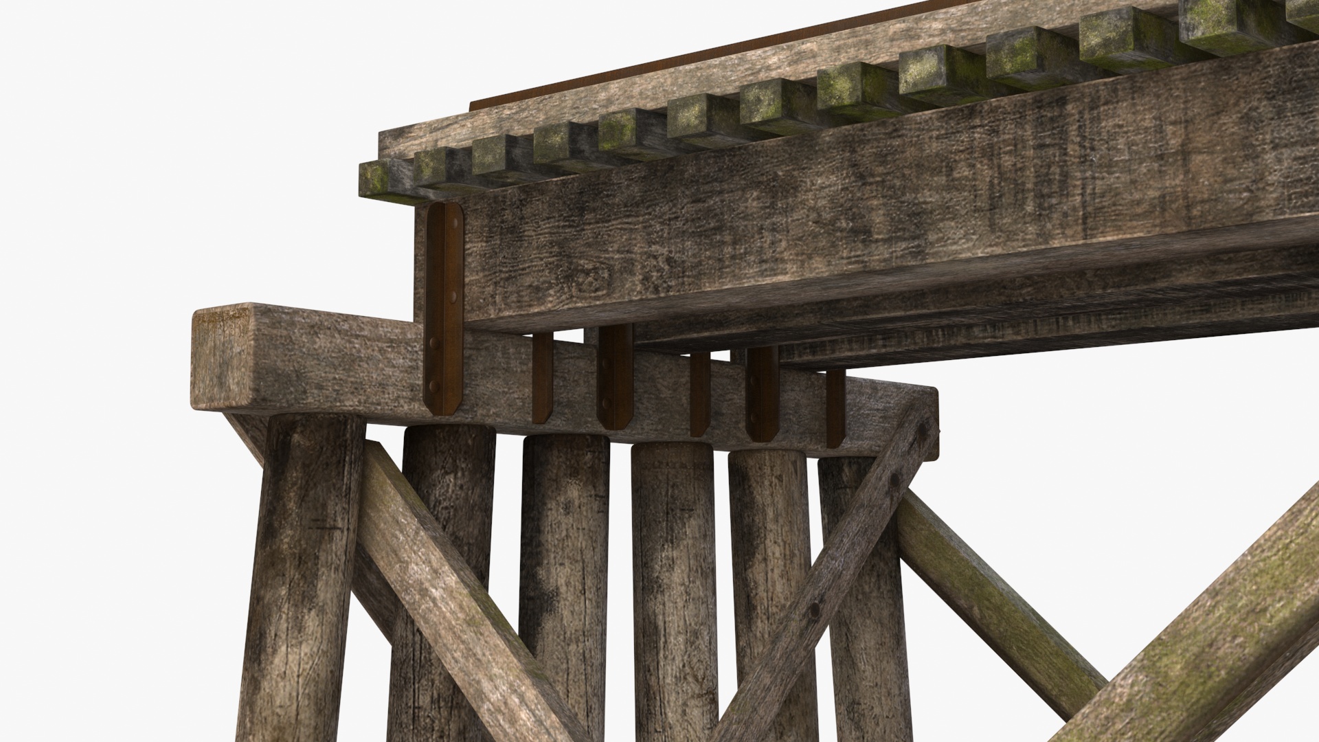 3D Wooden Trestle Bridge Structure