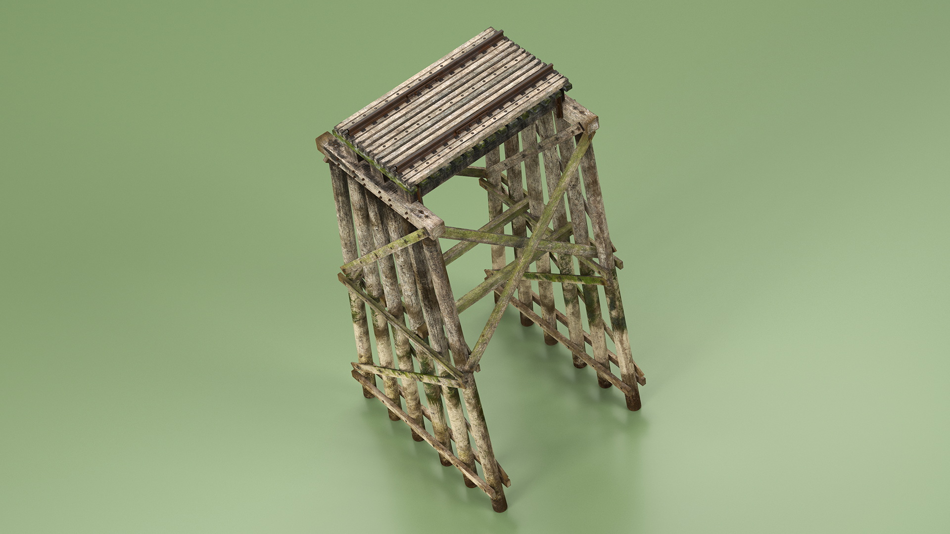 3D Wooden Trestle Bridge Structure