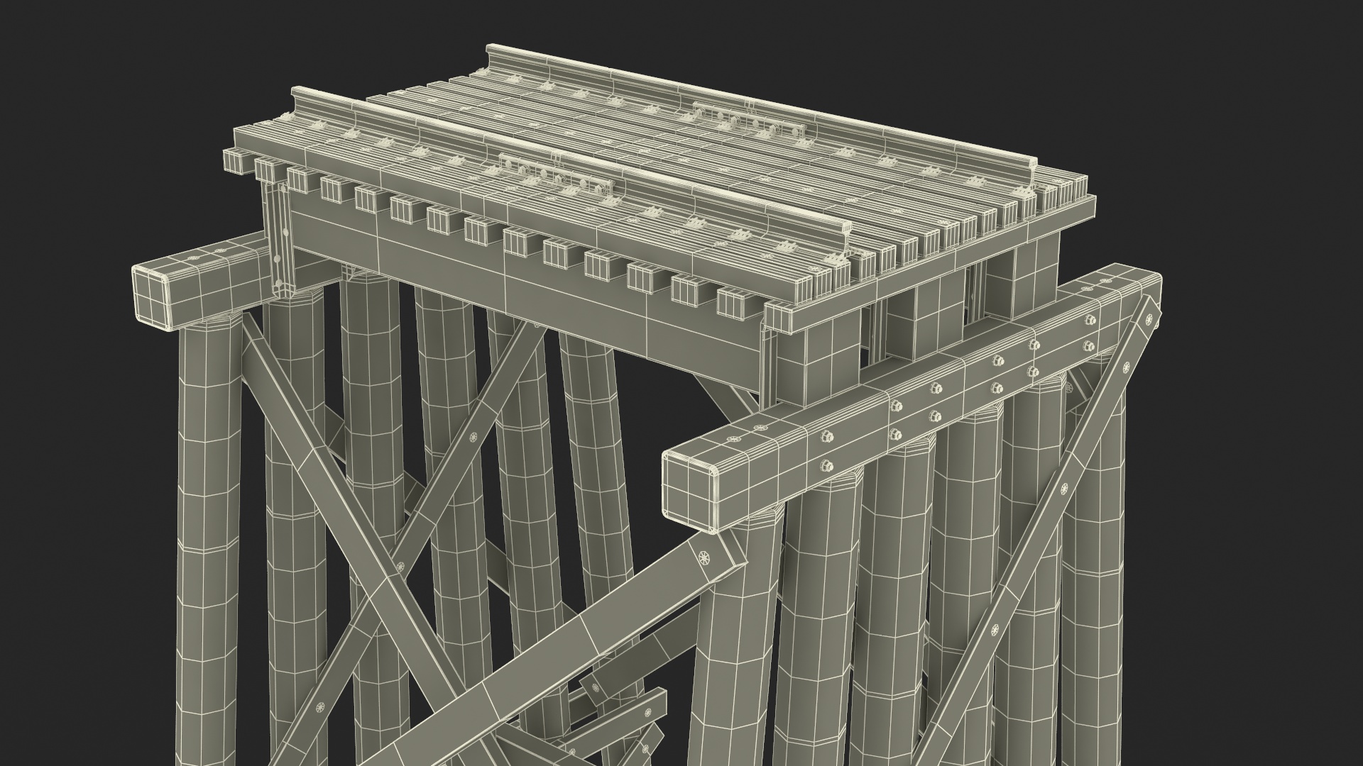 3D Wooden Trestle Bridge Structure
