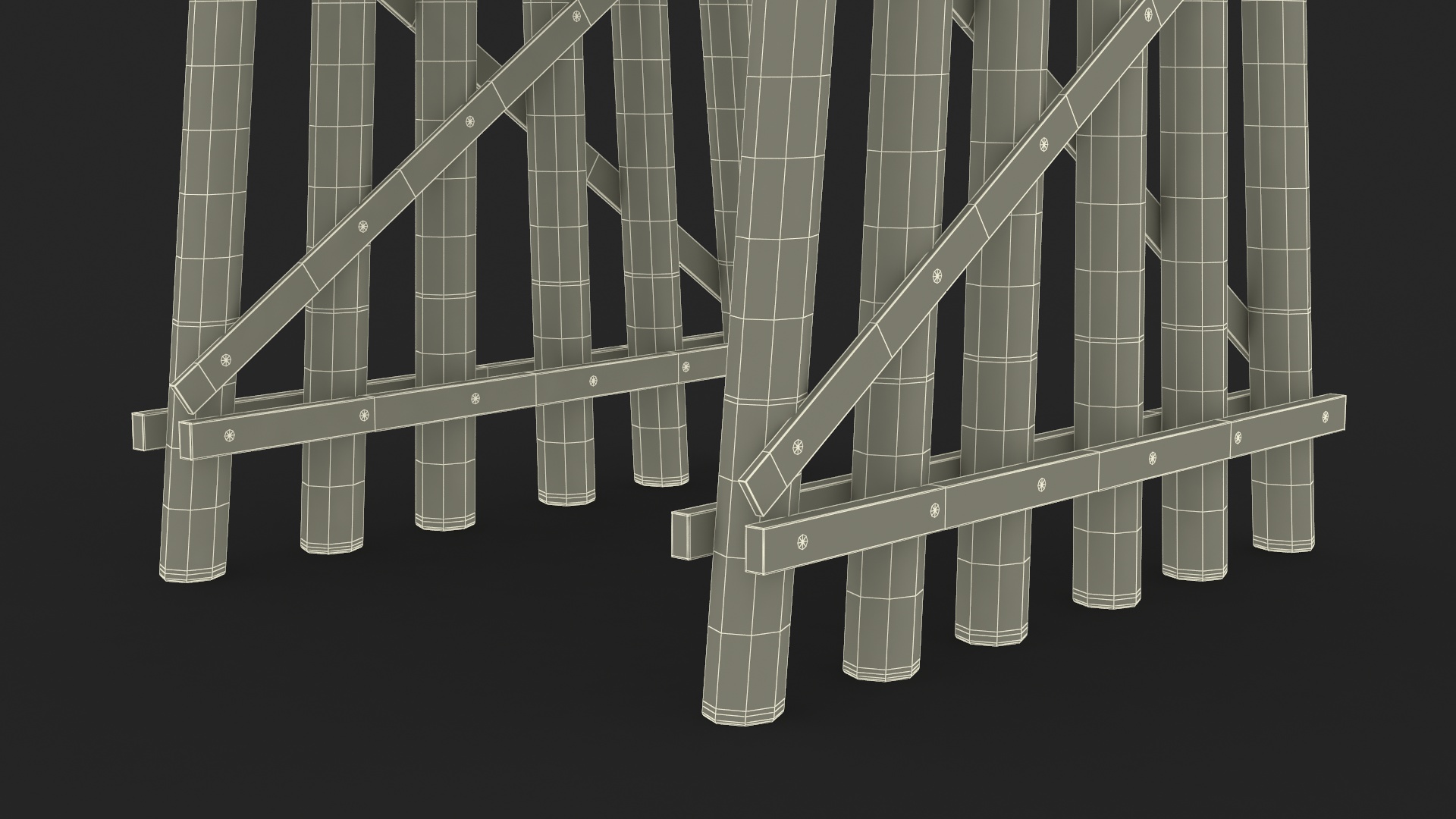 3D Wooden Trestle Bridge Structure