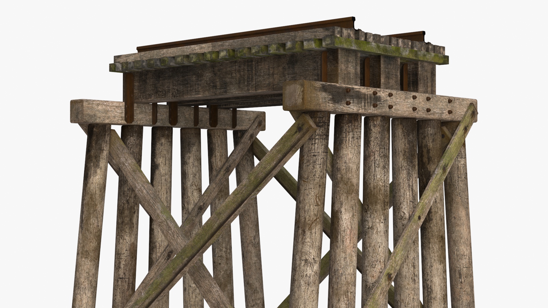3D Wooden Trestle Bridge Structure