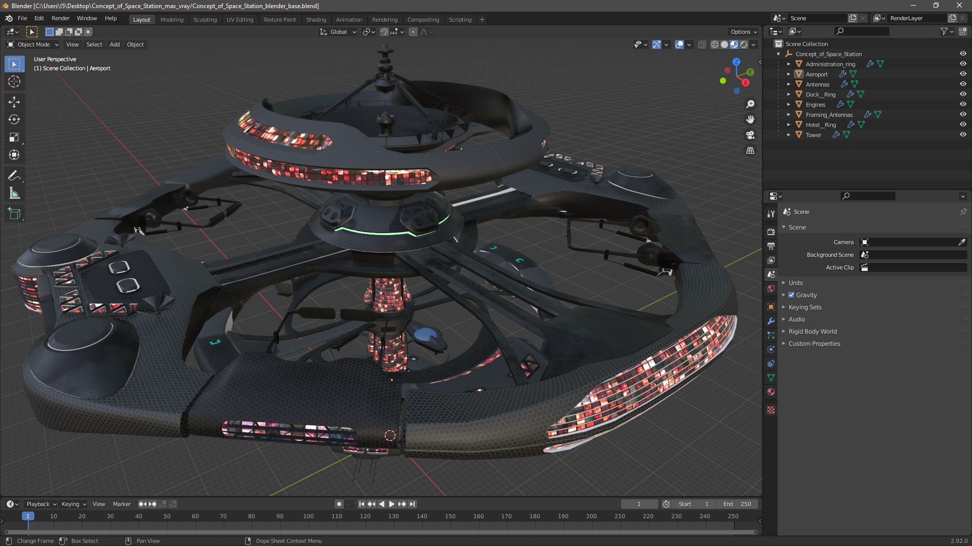 Concept of Space Station 3D model
