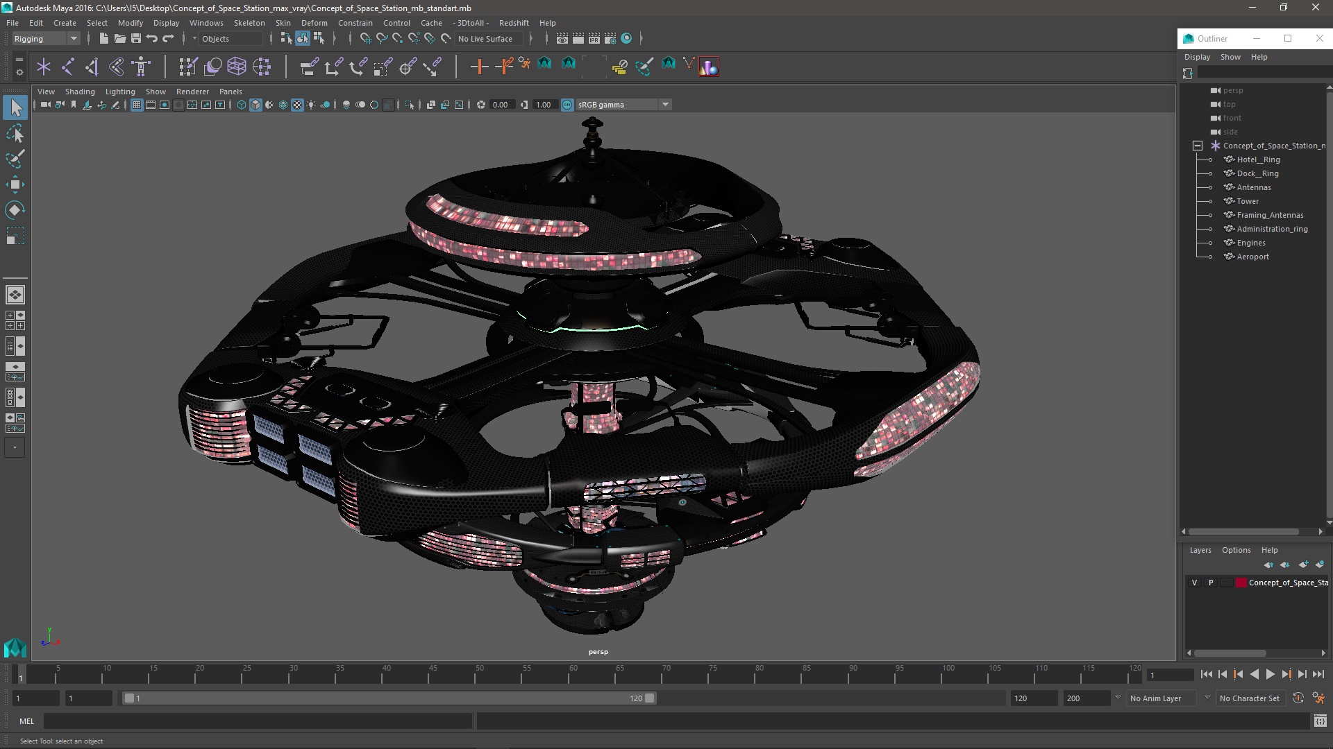 Concept of Space Station 3D model