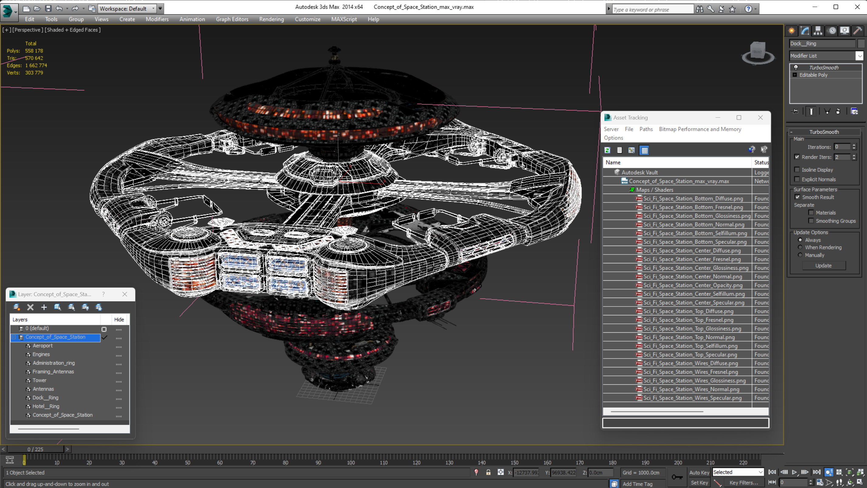Concept of Space Station 3D model