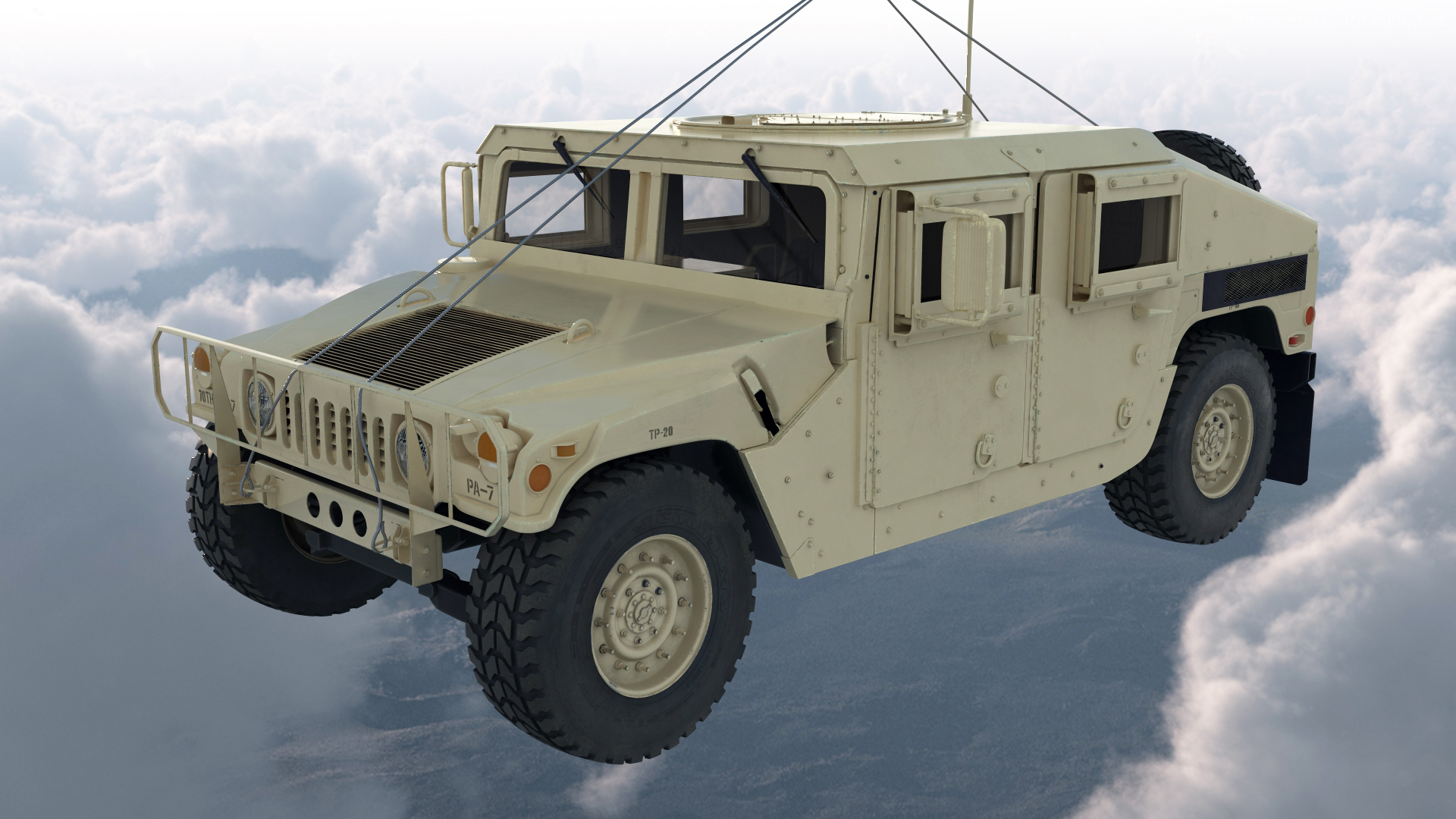 3D US Army Transport Helicopter With Humvee M1151
