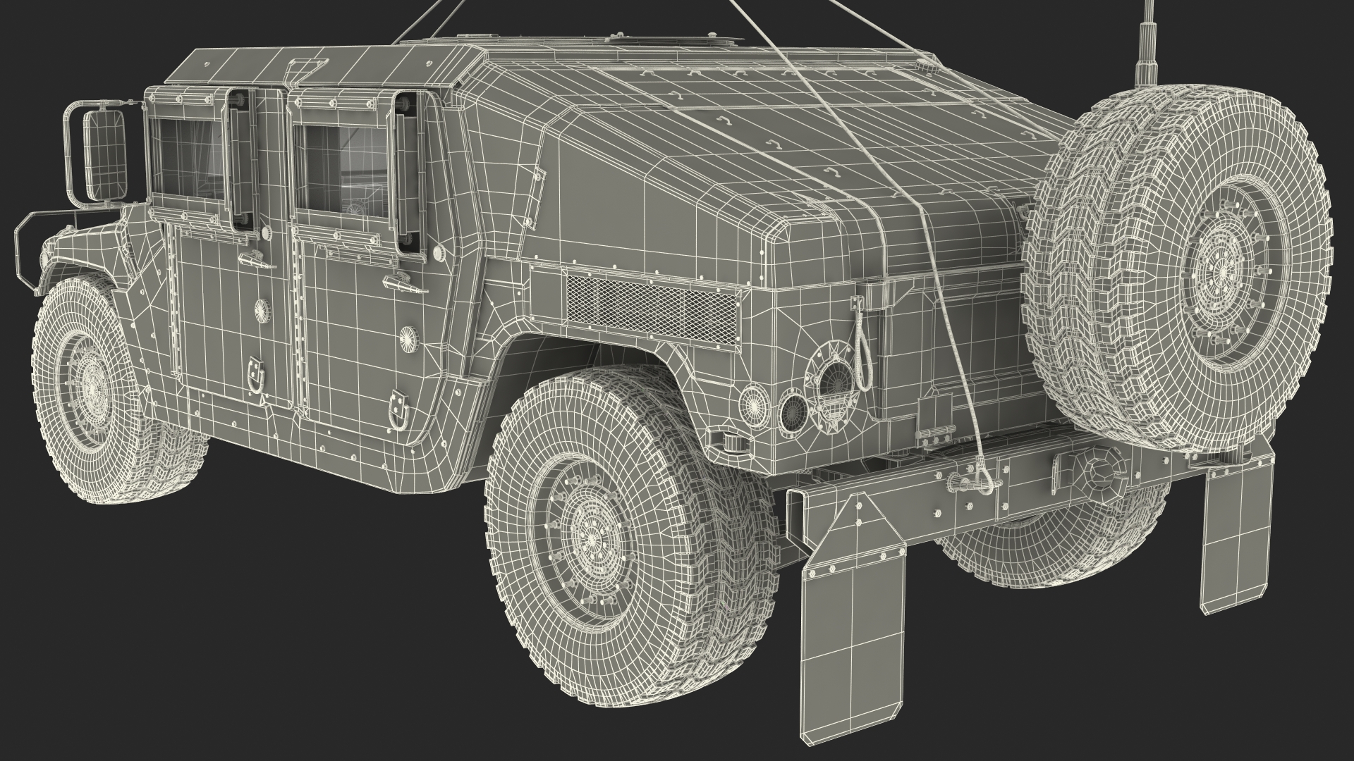 3D US Army Transport Helicopter With Humvee M1151