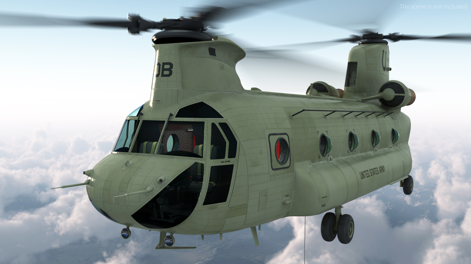 3D US Army Transport Helicopter With Humvee M1151