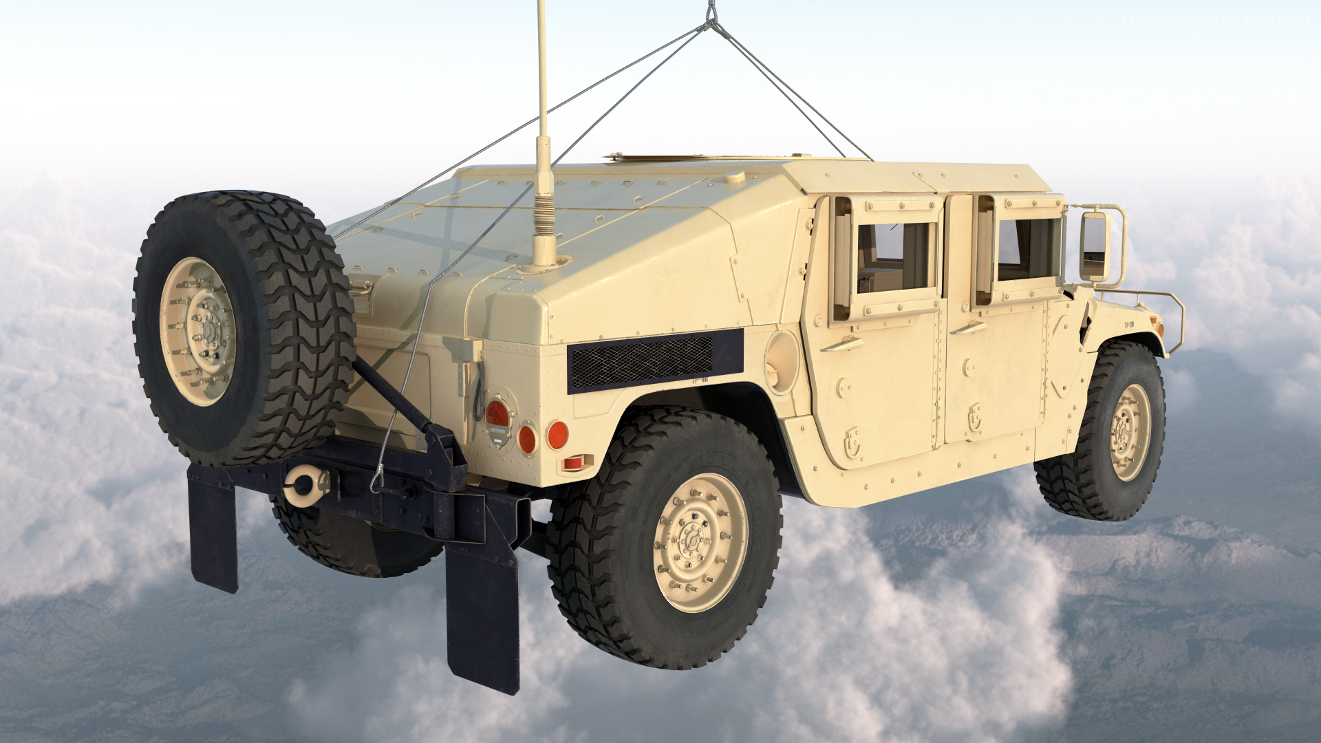 3D US Army Transport Helicopter With Humvee M1151