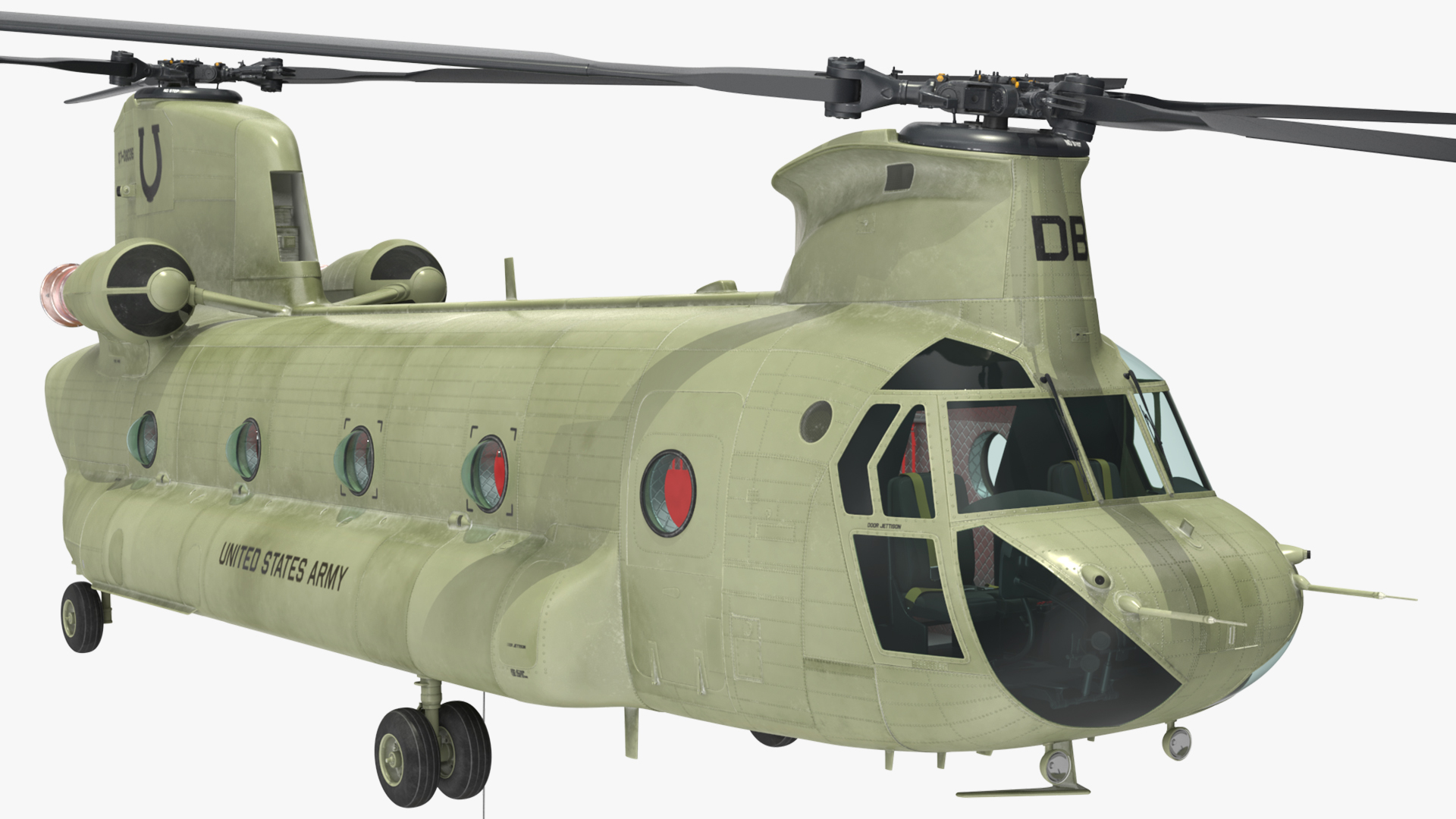 3D US Army Transport Helicopter With Humvee M1151