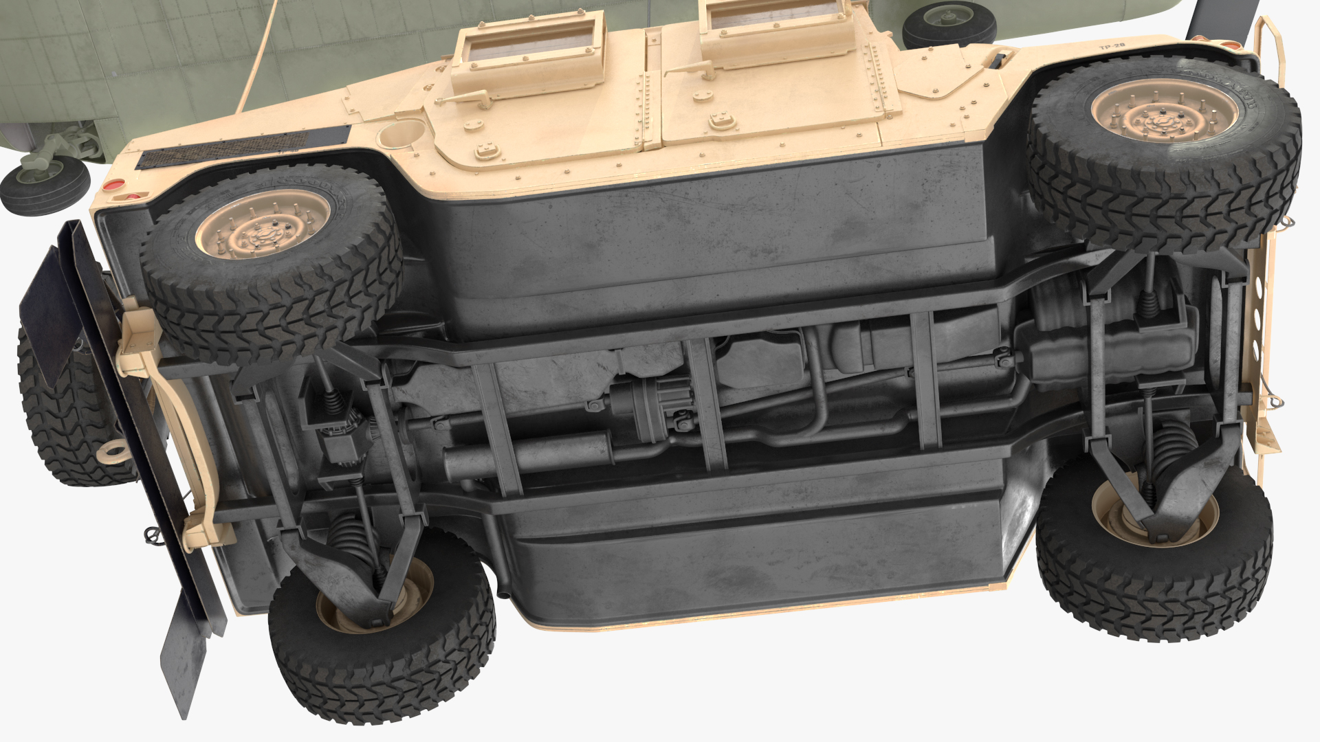 3D US Army Transport Helicopter With Humvee M1151