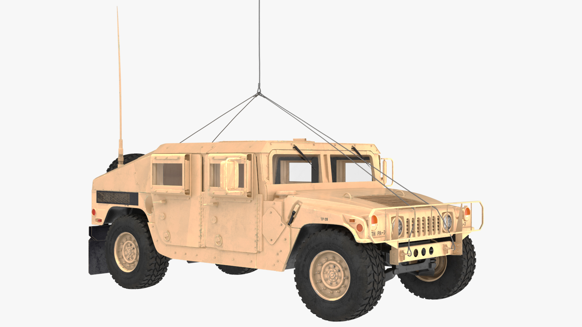 3D US Army Transport Helicopter With Humvee M1151
