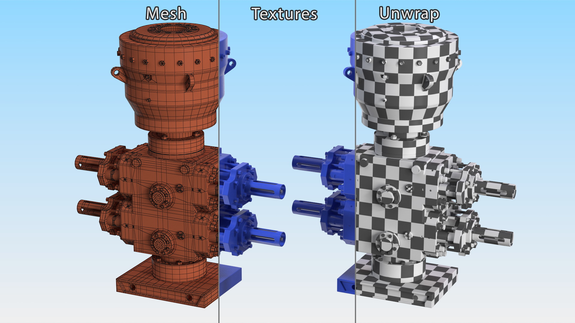3D model Industrial Hydraulic Pump Unit Blue