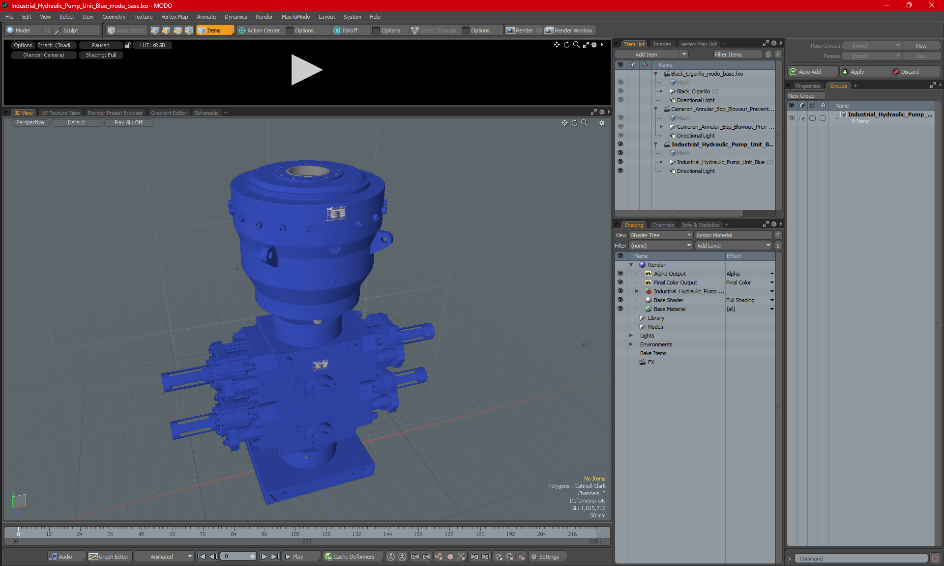3D model Industrial Hydraulic Pump Unit Blue