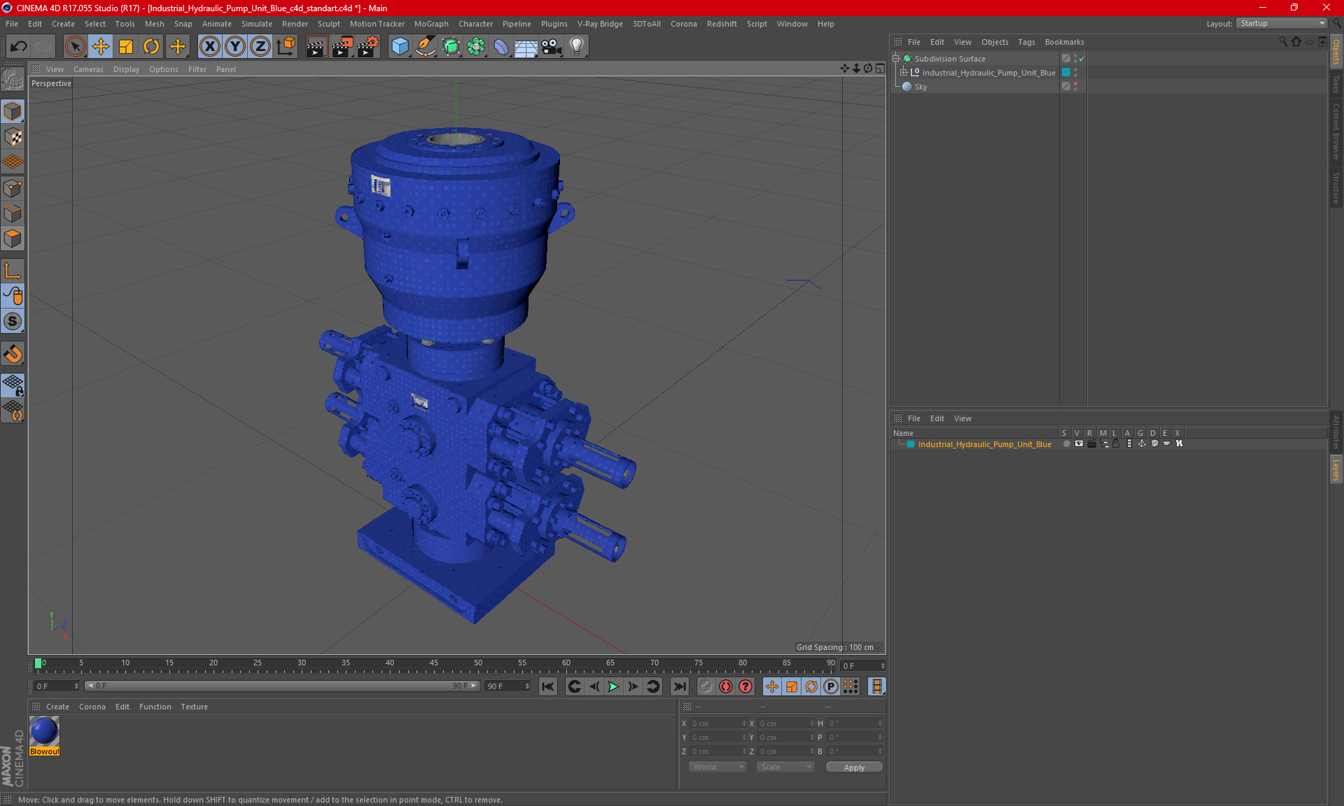 3D model Industrial Hydraulic Pump Unit Blue