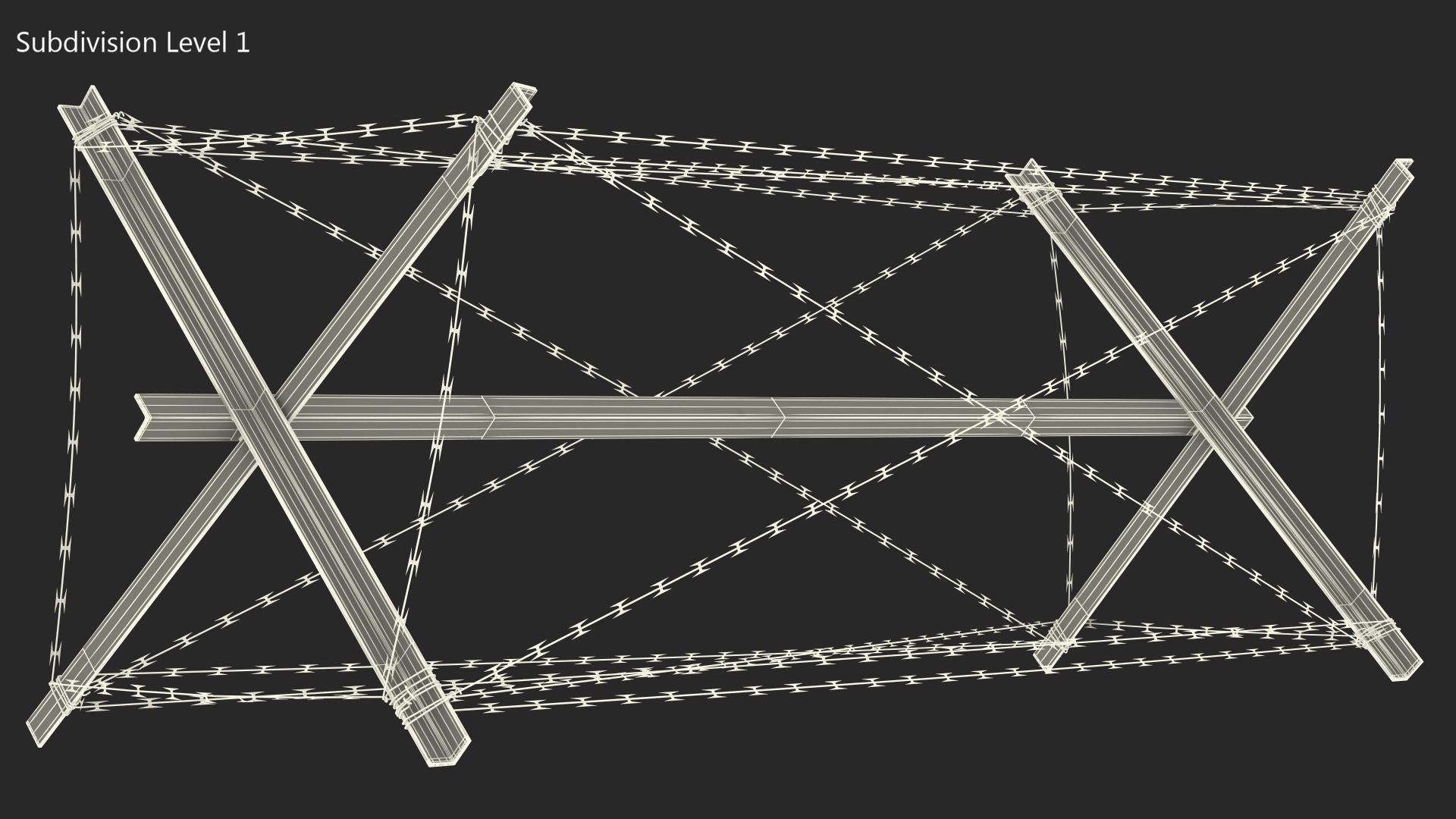 Knife Rest Razor Wire Obstacle Old 3D model