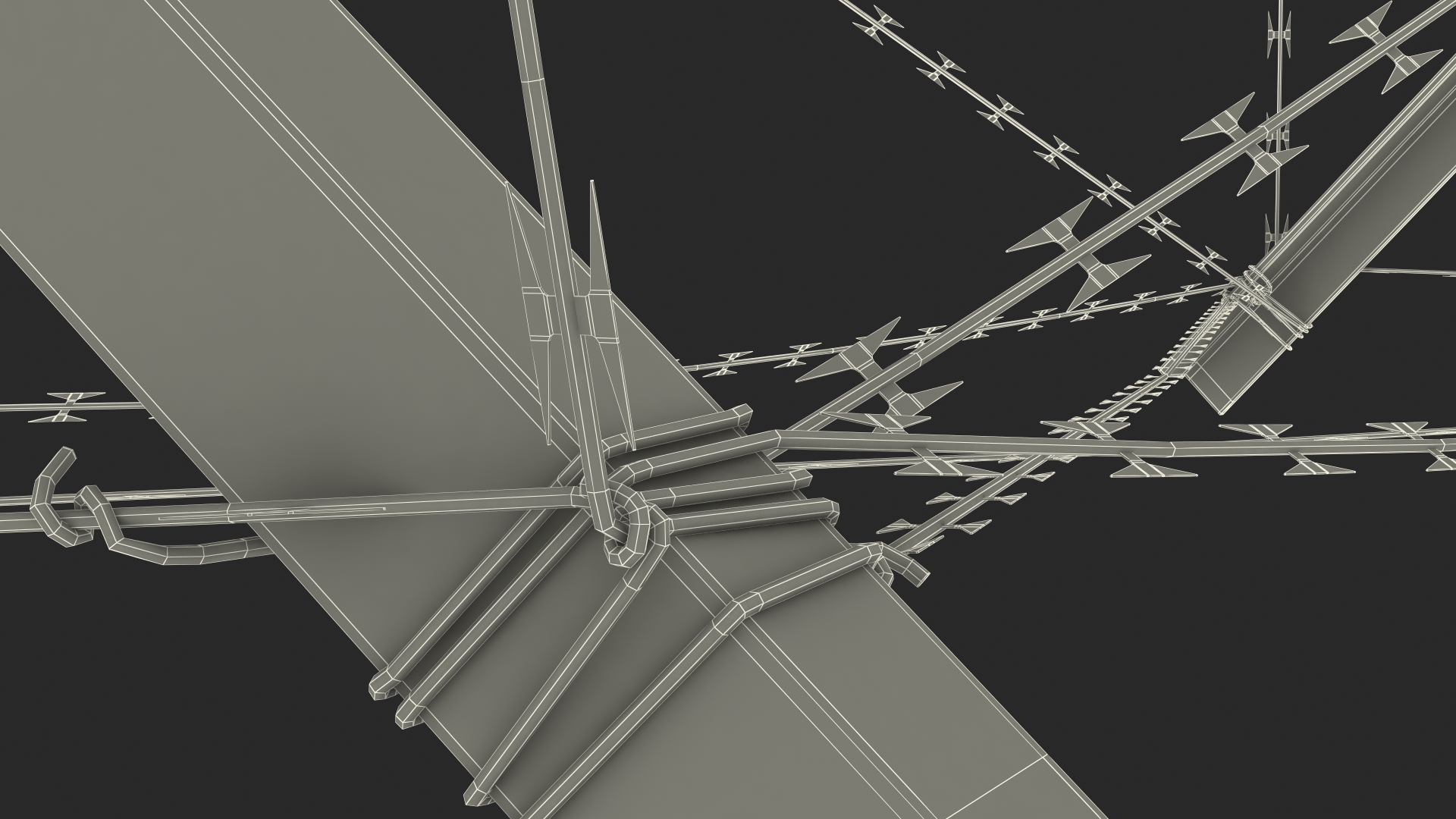 Knife Rest Razor Wire Obstacle Old 3D model
