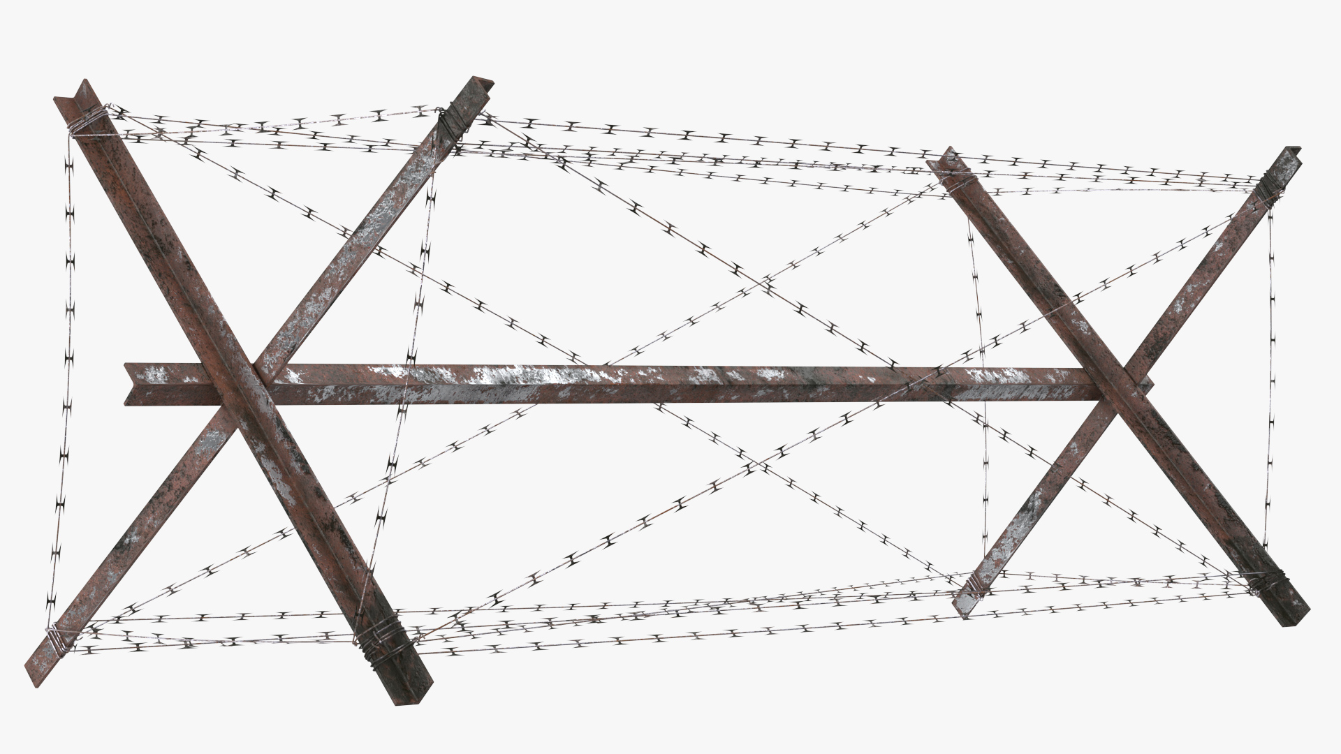 Knife Rest Razor Wire Obstacle Old 3D model
