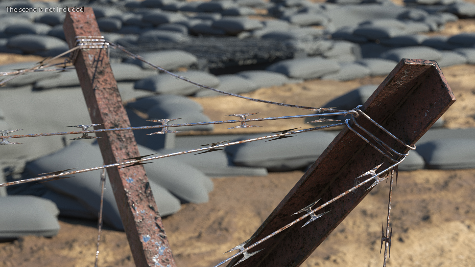 Knife Rest Razor Wire Obstacle Old 3D model