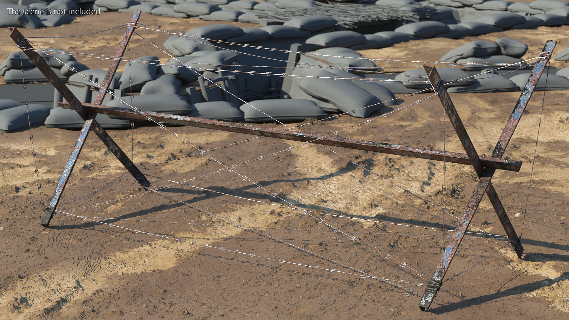 Knife Rest Razor Wire Obstacle Old 3D model
