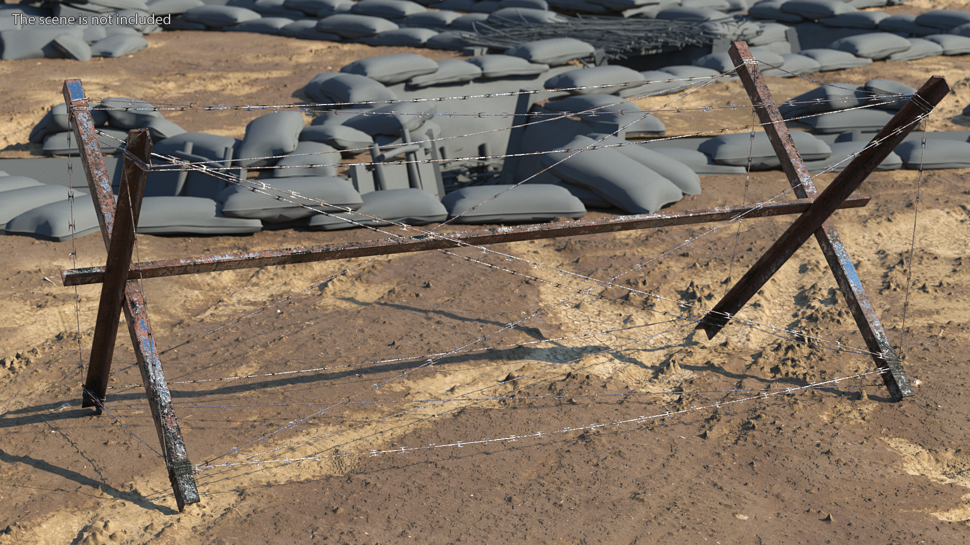 Knife Rest Razor Wire Obstacle Old 3D model