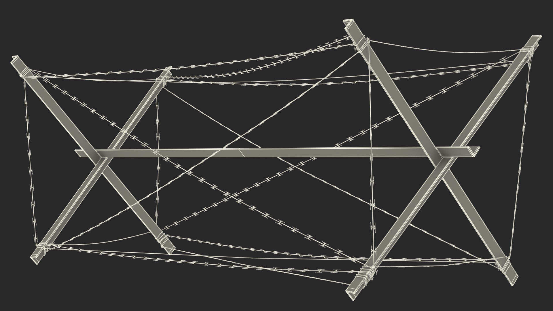 Knife Rest Razor Wire Obstacle Old 3D model
