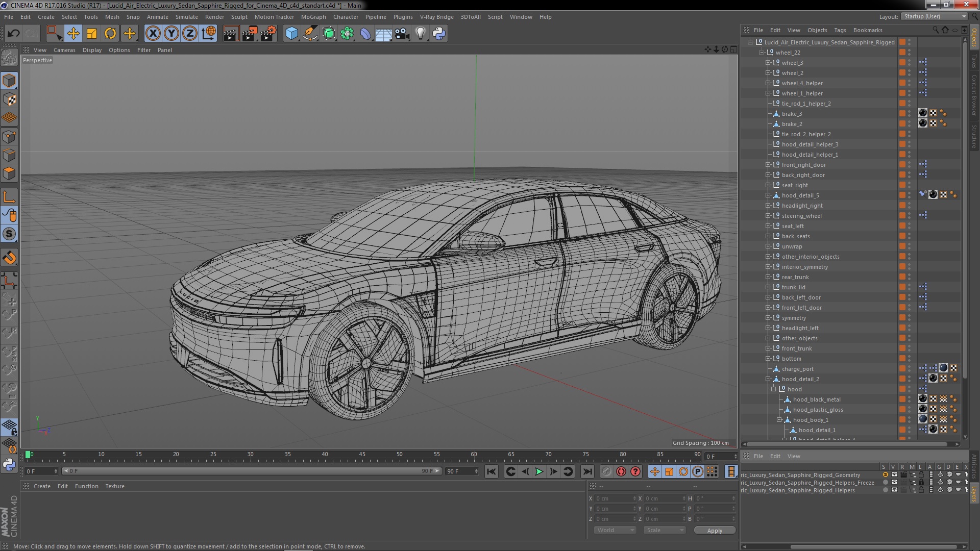 3D Lucid Air Electric Luxury Sedan Sapphire Rigged for Cinema 4D
