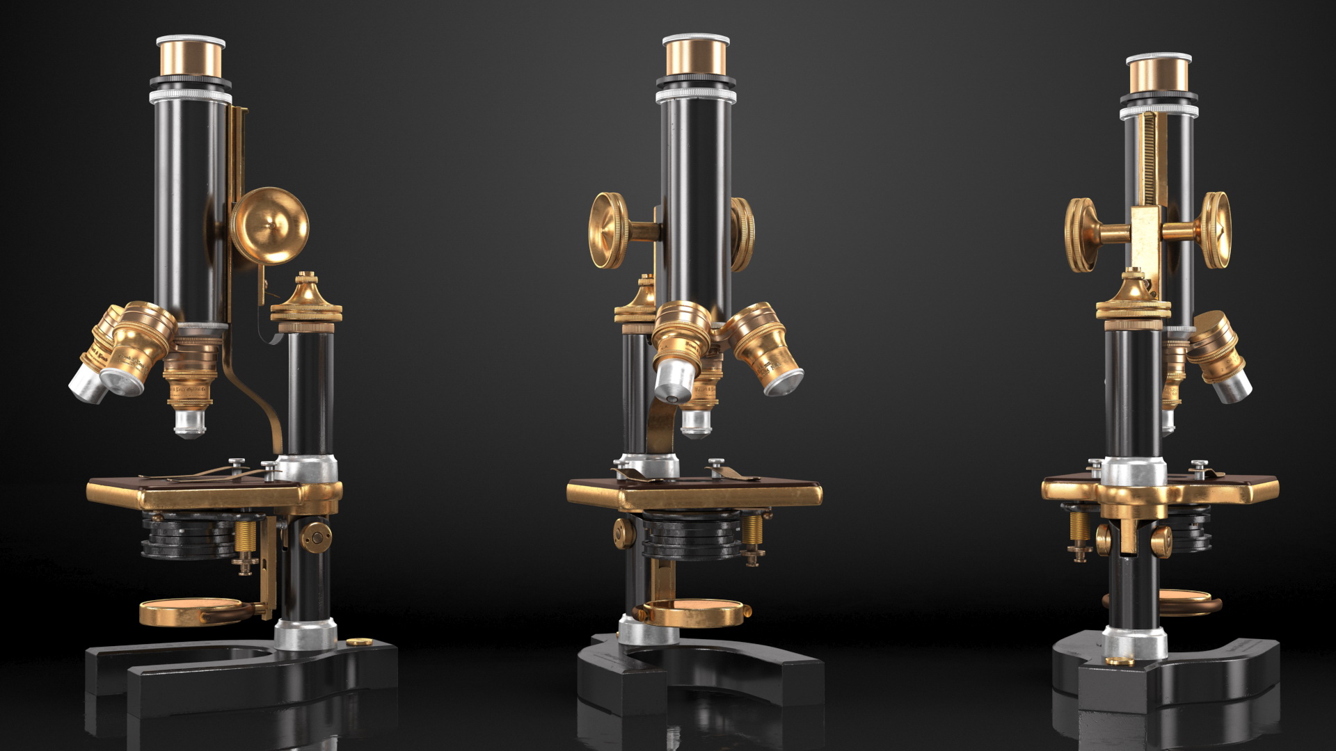 Antique Microscope Black 3D model