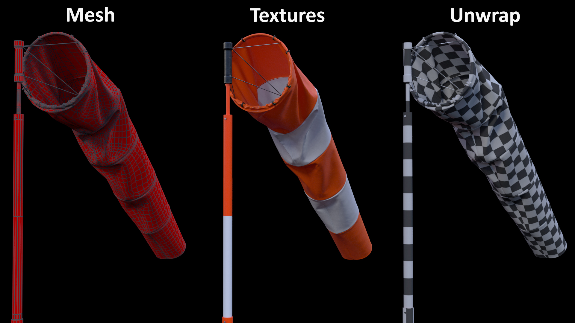 Windsock with Wind Speed 3 Knots 3D