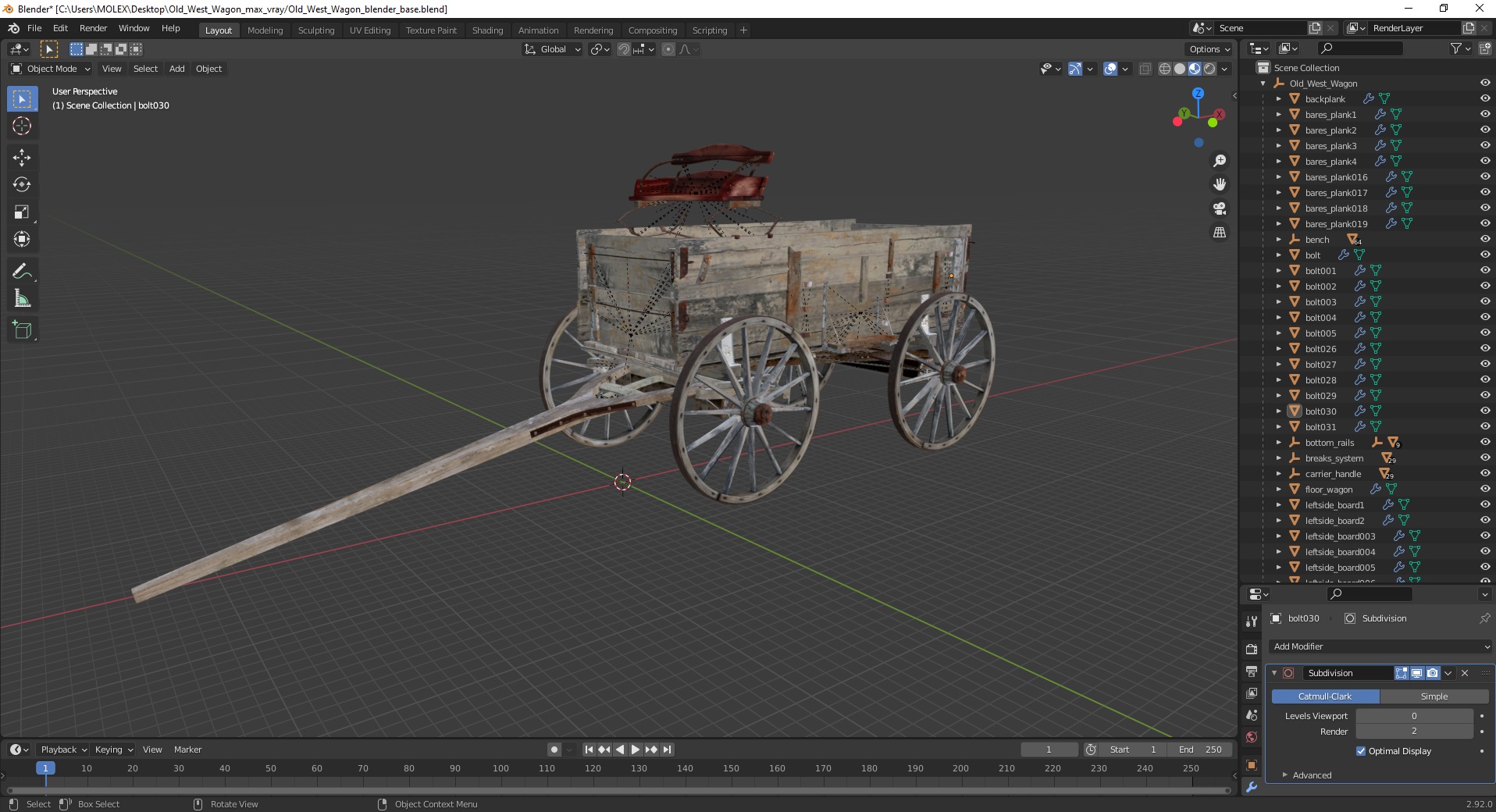 Old West Wagon 3D model