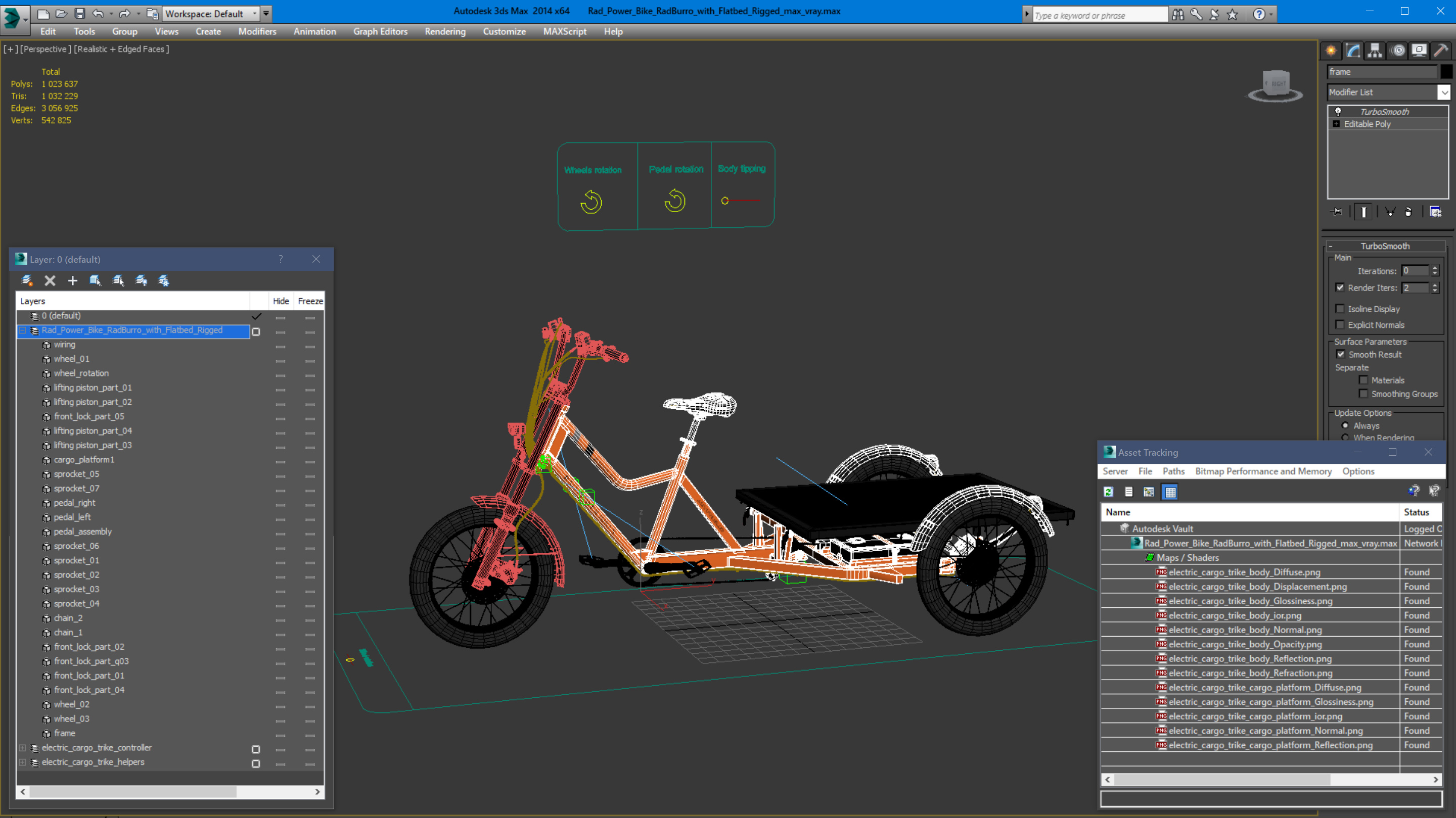 3D Rad Power Bike RadBurro with Flatbed Rigged model