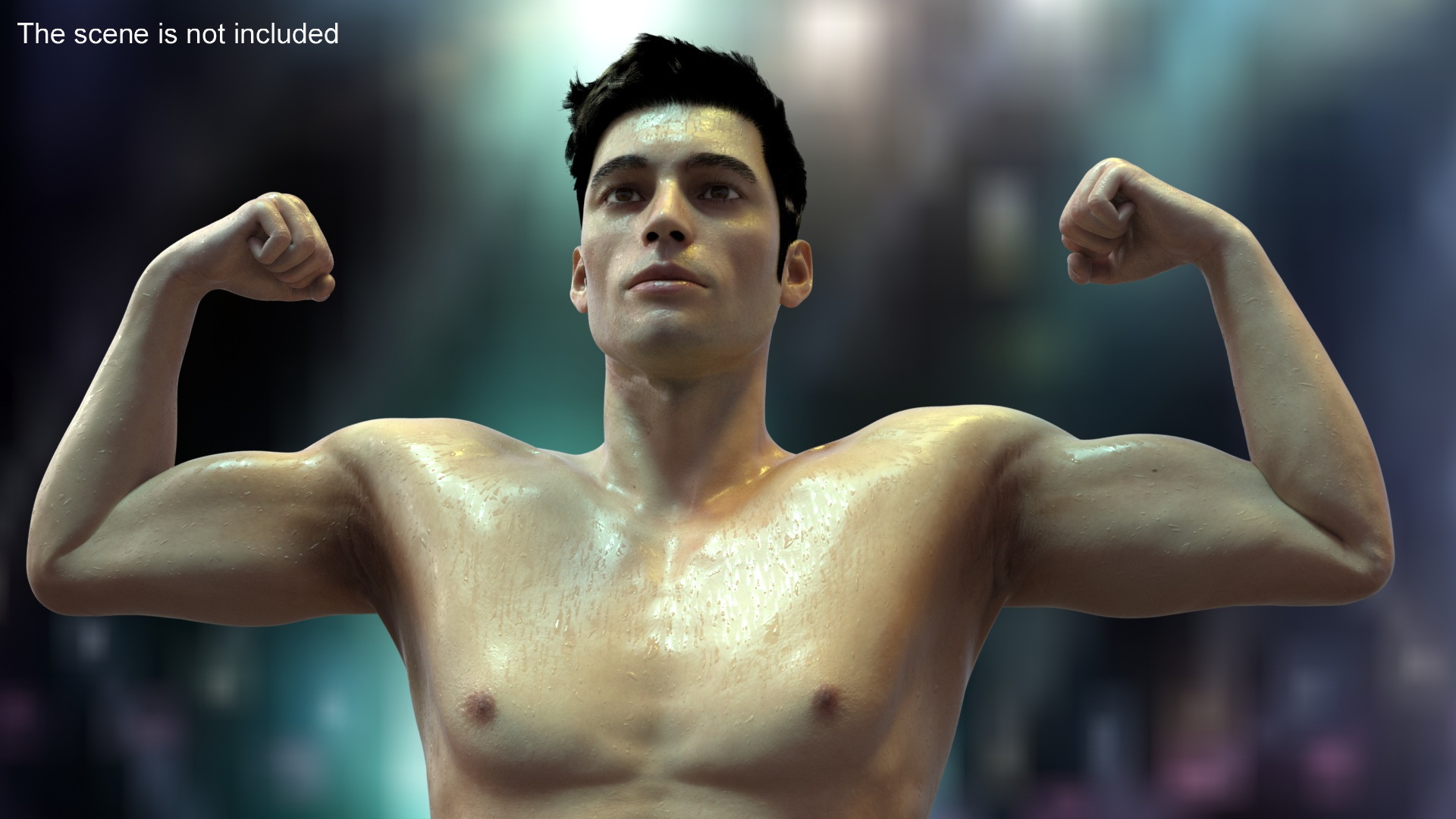 3D UFC MMA Fighter Sweaty Fur Rigged model