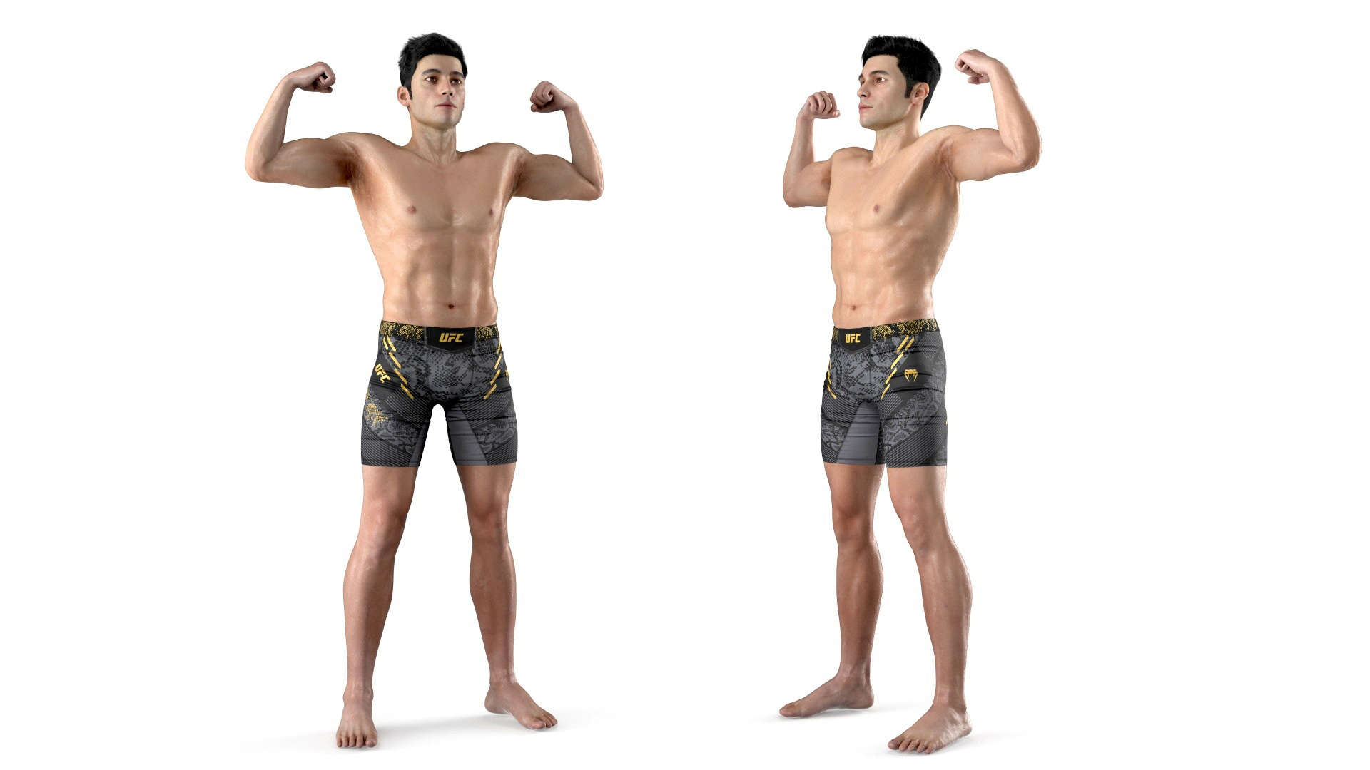 3D UFC MMA Fighter Sweaty Fur Rigged model