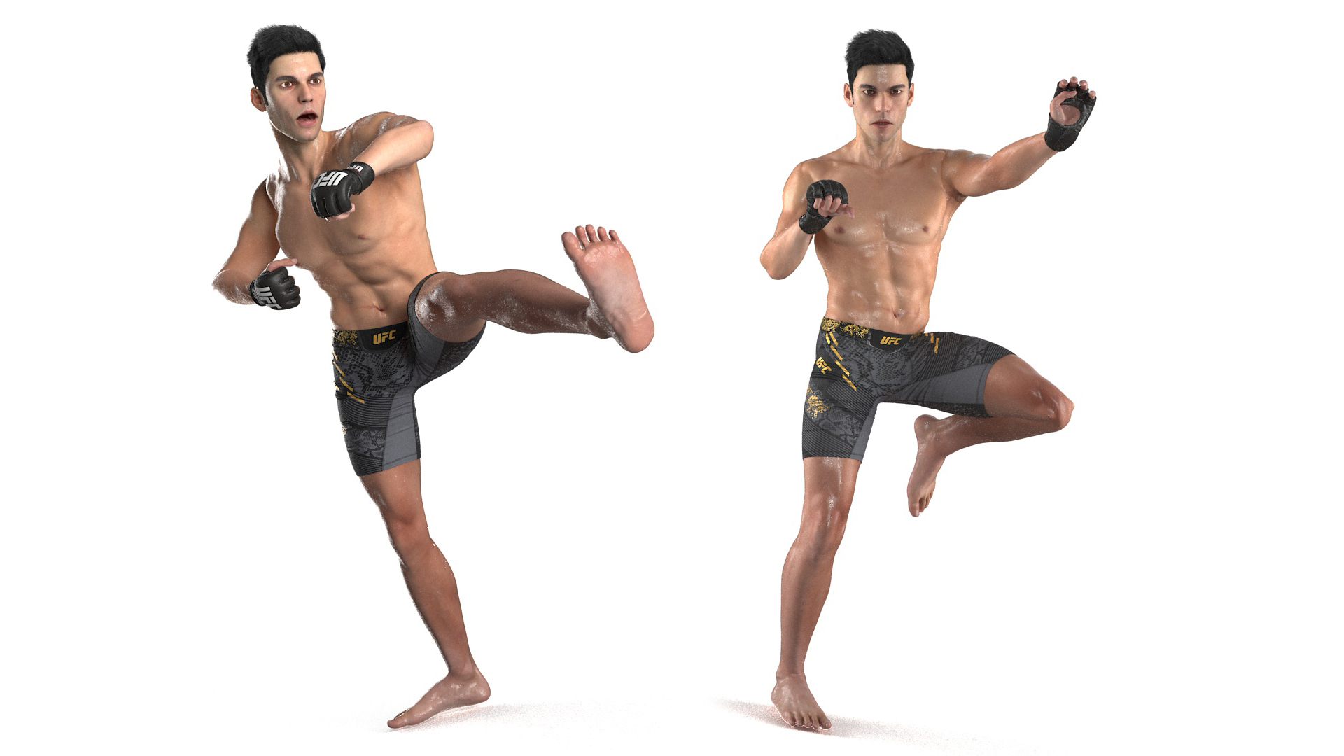 3D UFC MMA Fighter Sweaty Fur Rigged model