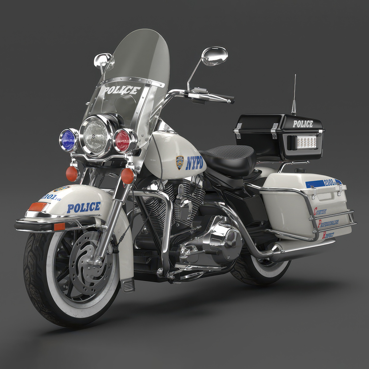 3D model US NYPD Motorcycle Road King Rigged