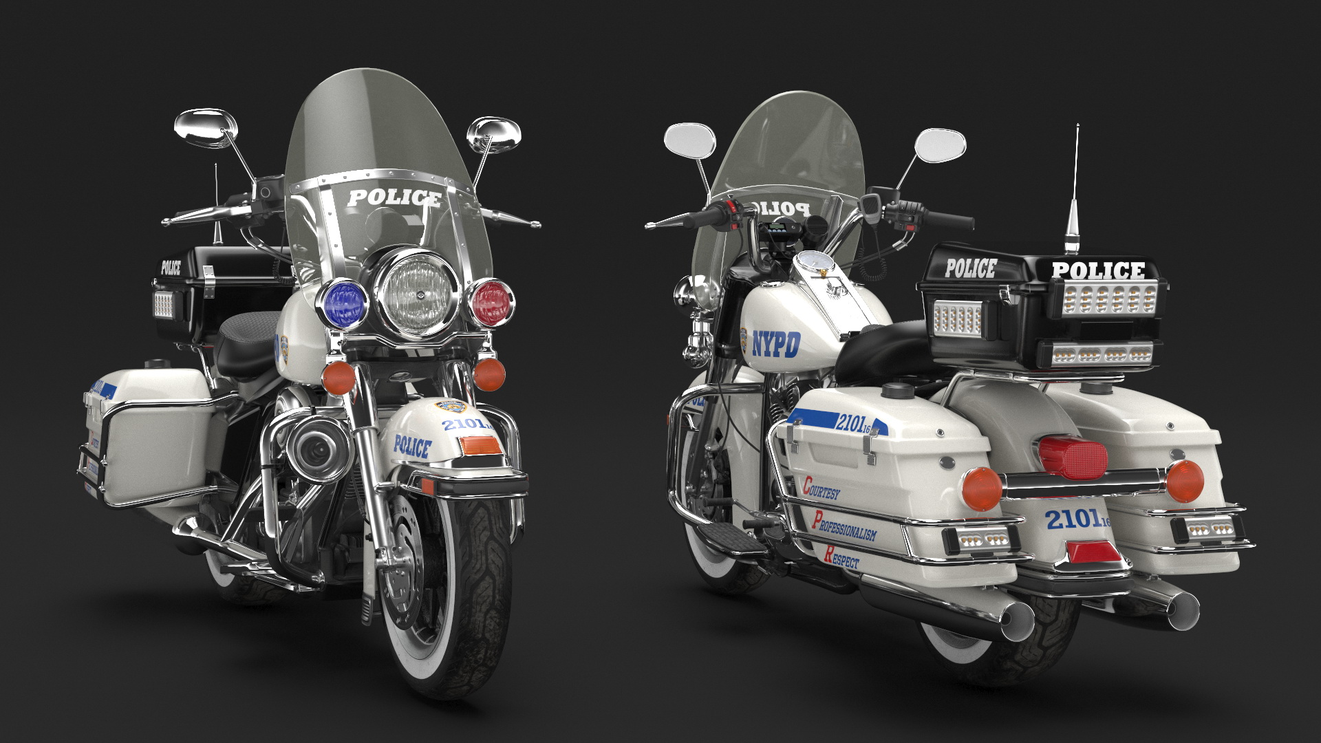 3D model US NYPD Motorcycle Road King Rigged