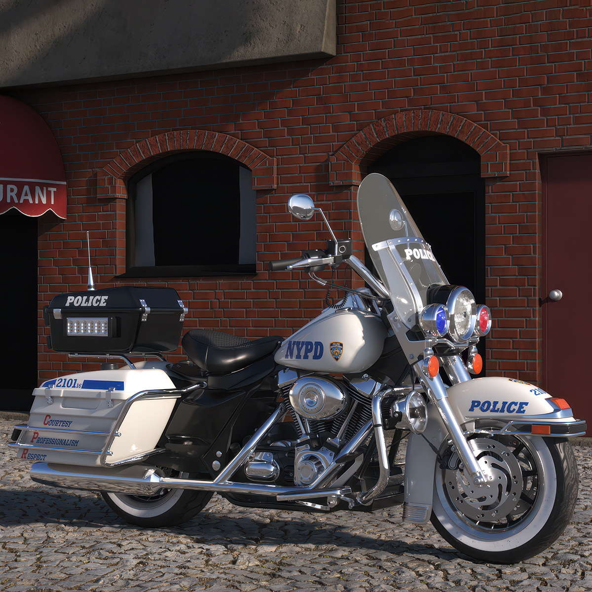 3D model US NYPD Motorcycle Road King Rigged