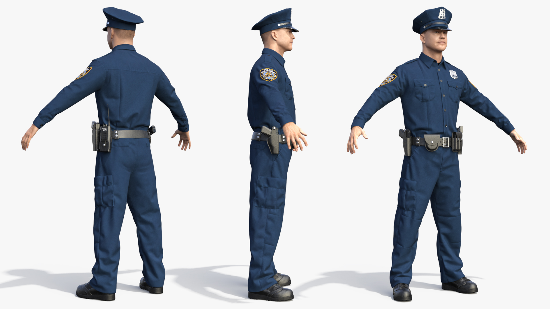 3D model NYPD Police Officer T-Pose Fur