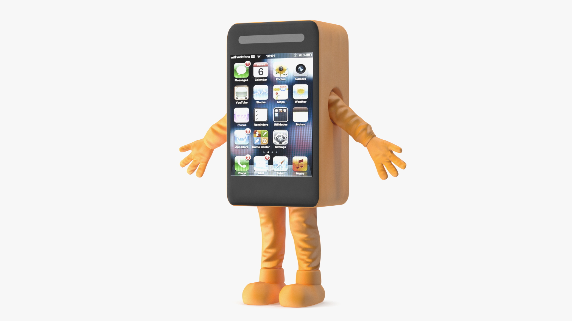 3D Mobile Phone Advertising Costume Orange A-pose
