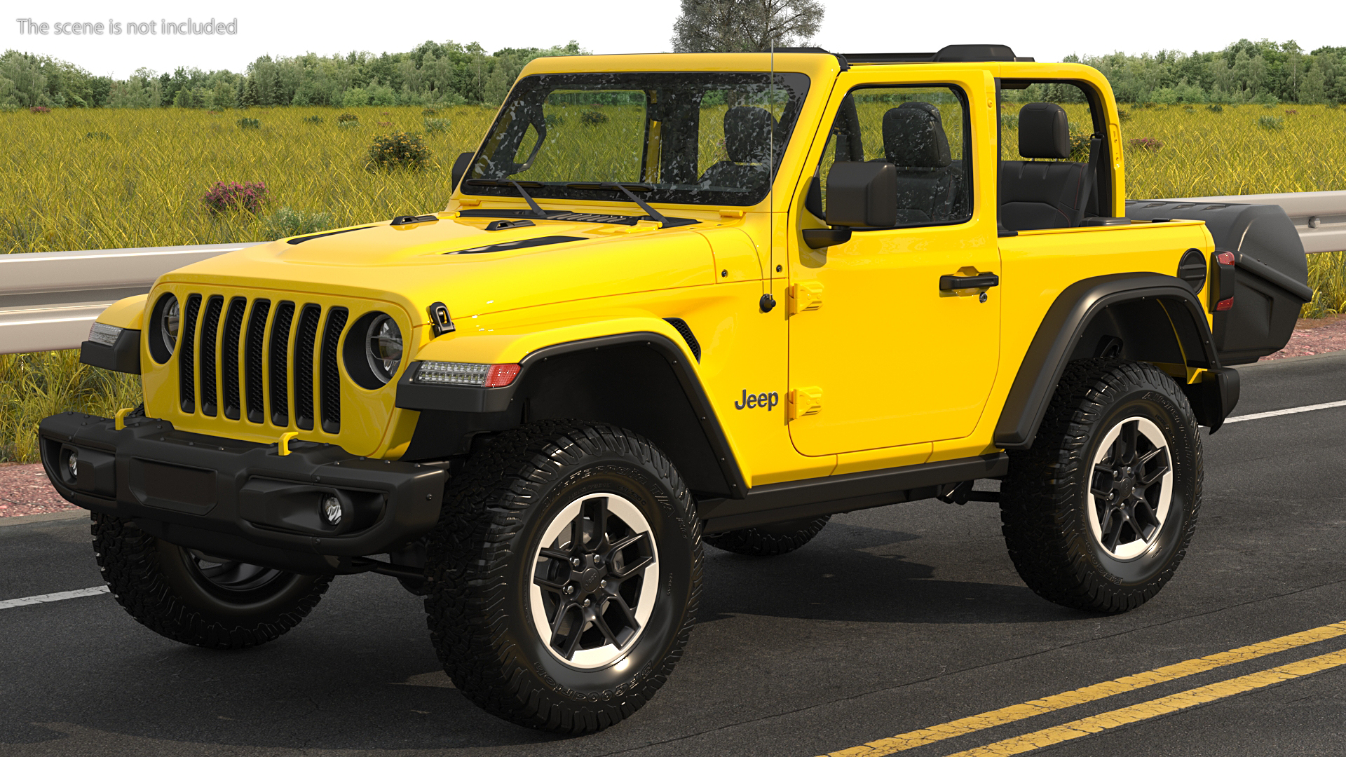 Jeep Wrangler with Thule Transporter Combi Rigged 3D model